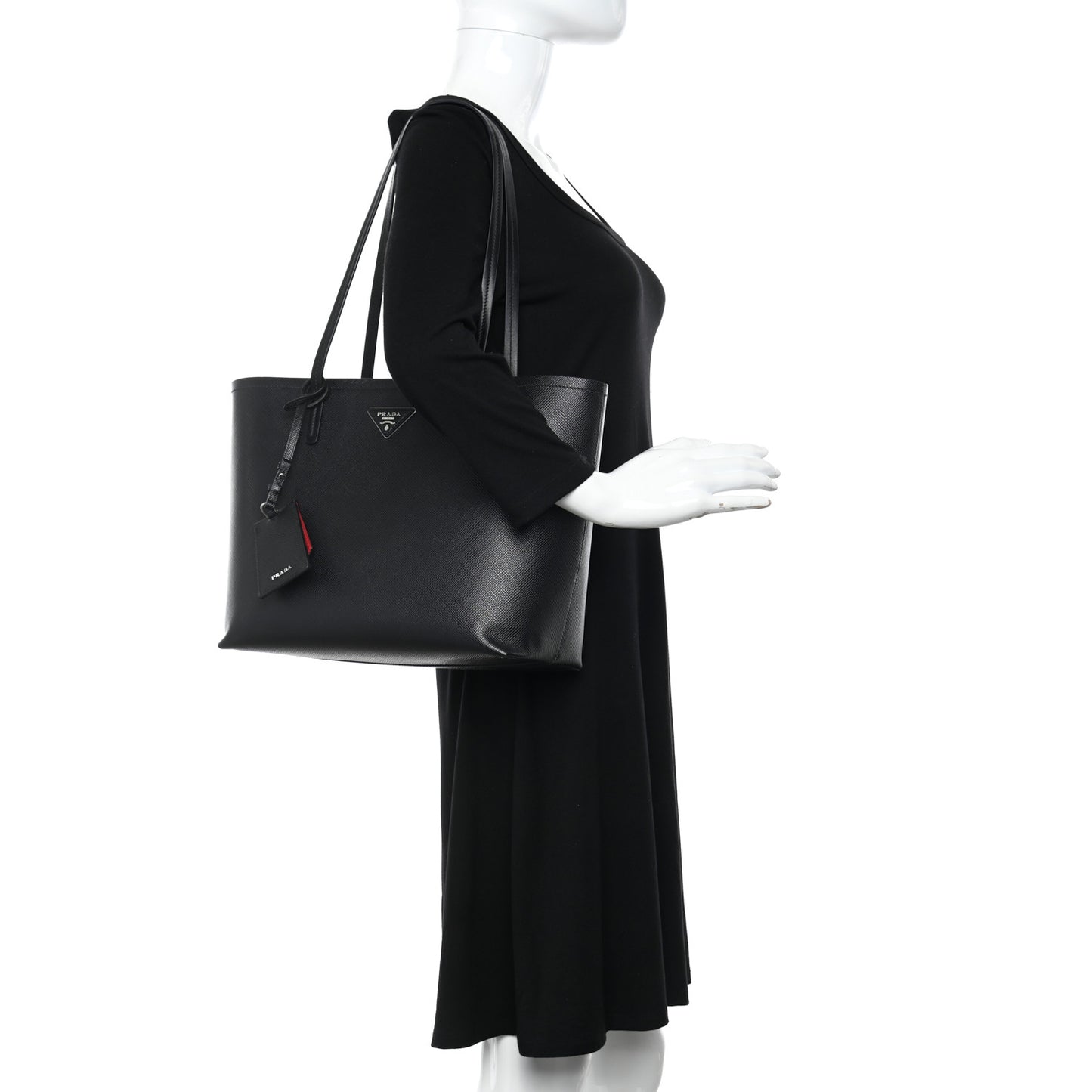 Saffiano Cuir Shopping Tote Black Fuoco