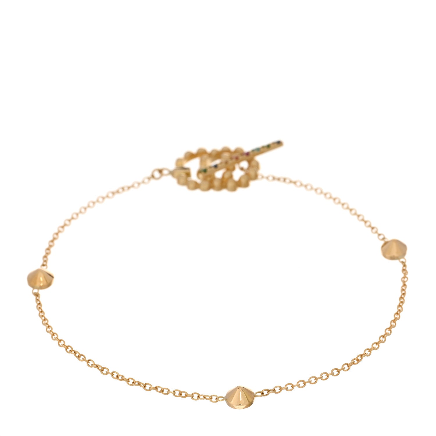 Gucci 18K Yellow Gold Multi Gemstone Running G Bracelet 2 of 3