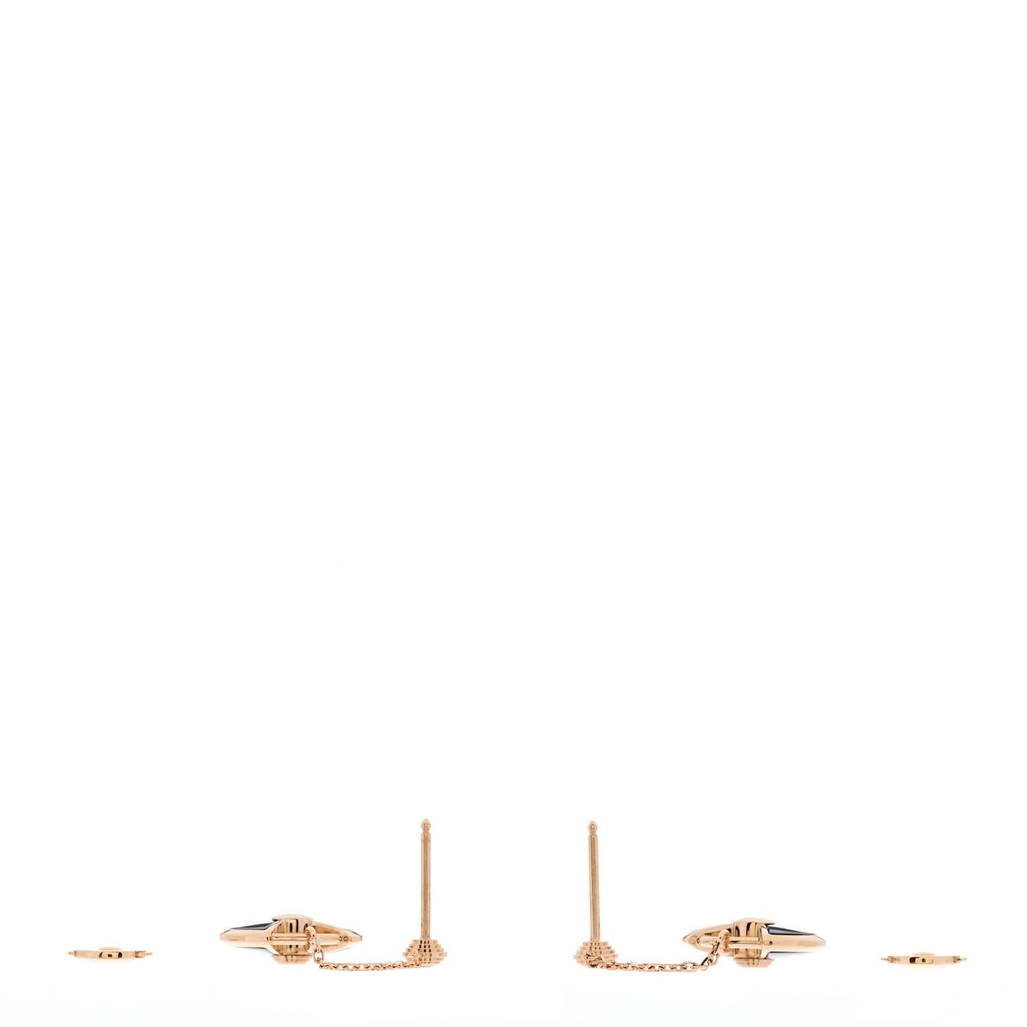 18K Pink Gold Diamond Black Onyx Amulette de Cartier Drop Earrings