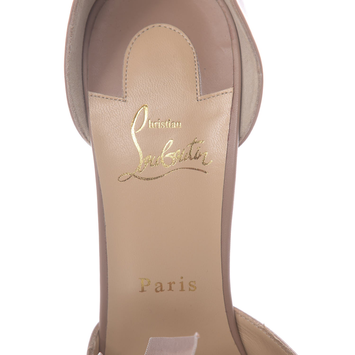 Christian Louboutin Shiny Calf Bow Fetish 120 Pumps 40.5 Nude Gold 6 of 9
