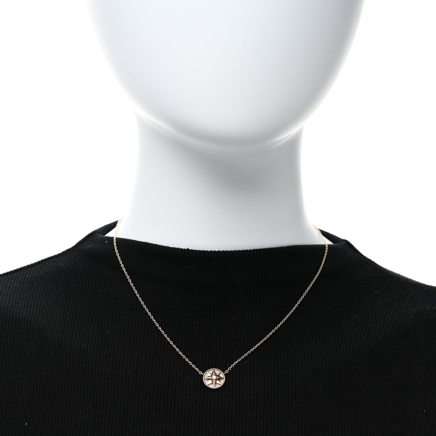 18K Rose Gold Diamond Pink Opal Rose Des Vents Necklace
