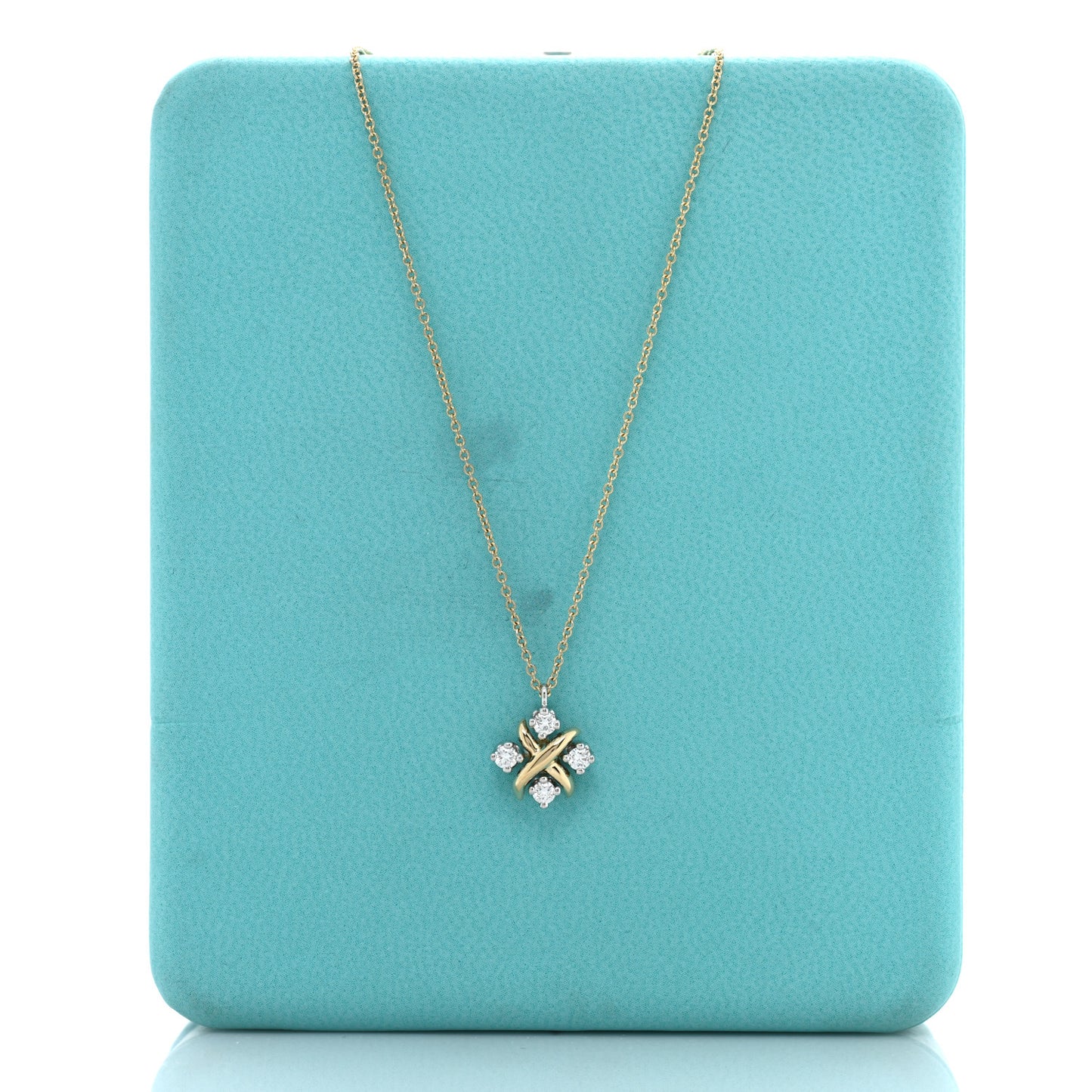 Platinum 18K Yellow Gold Diamond Schlumberger Lynn Pendant Necklace