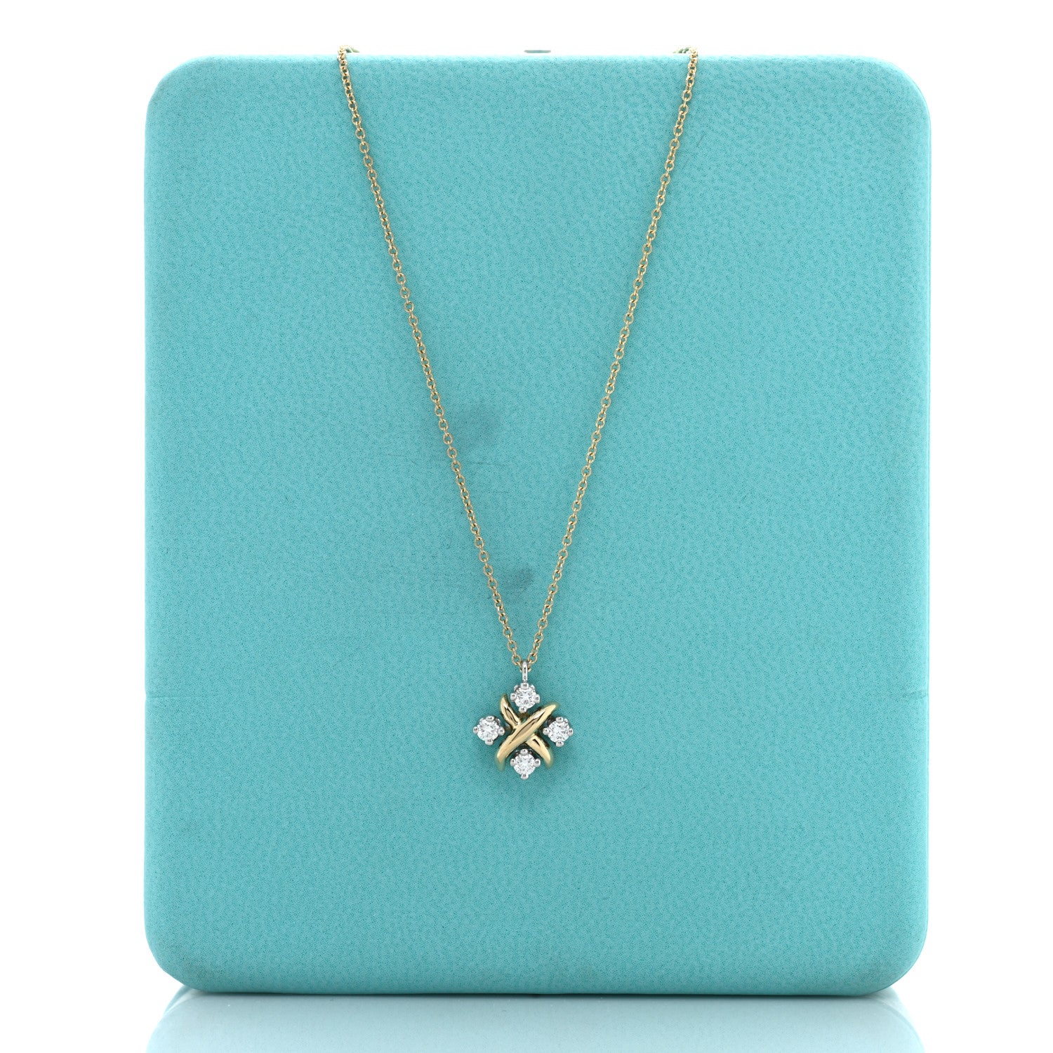 Tiffany Platinum 18K Yellow Gold Diamond Schlumberger Lynn Pendant Necklace 5 of 5