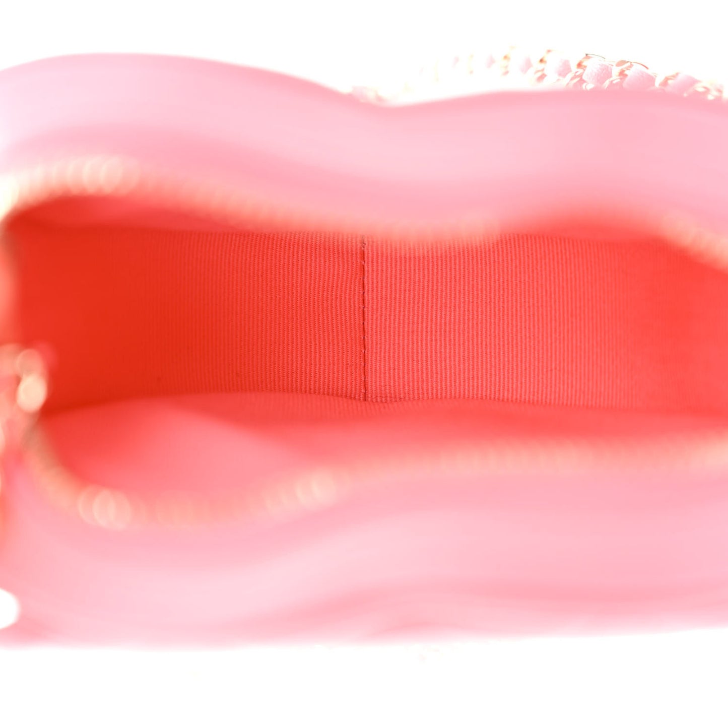 Lambskin Quilted CC In Love Heart Clutch With Chain Pink