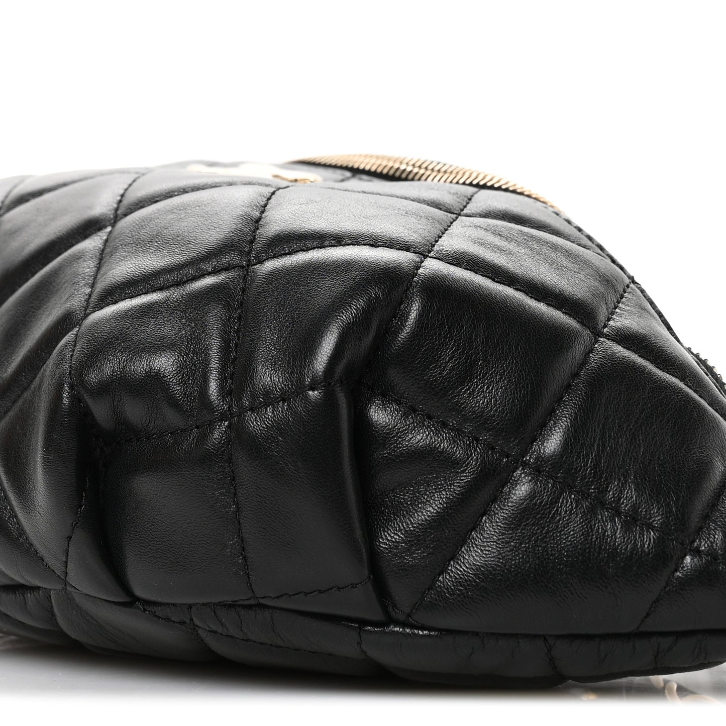 Lambskin Quilted Waist Bag Fanny Pack Black