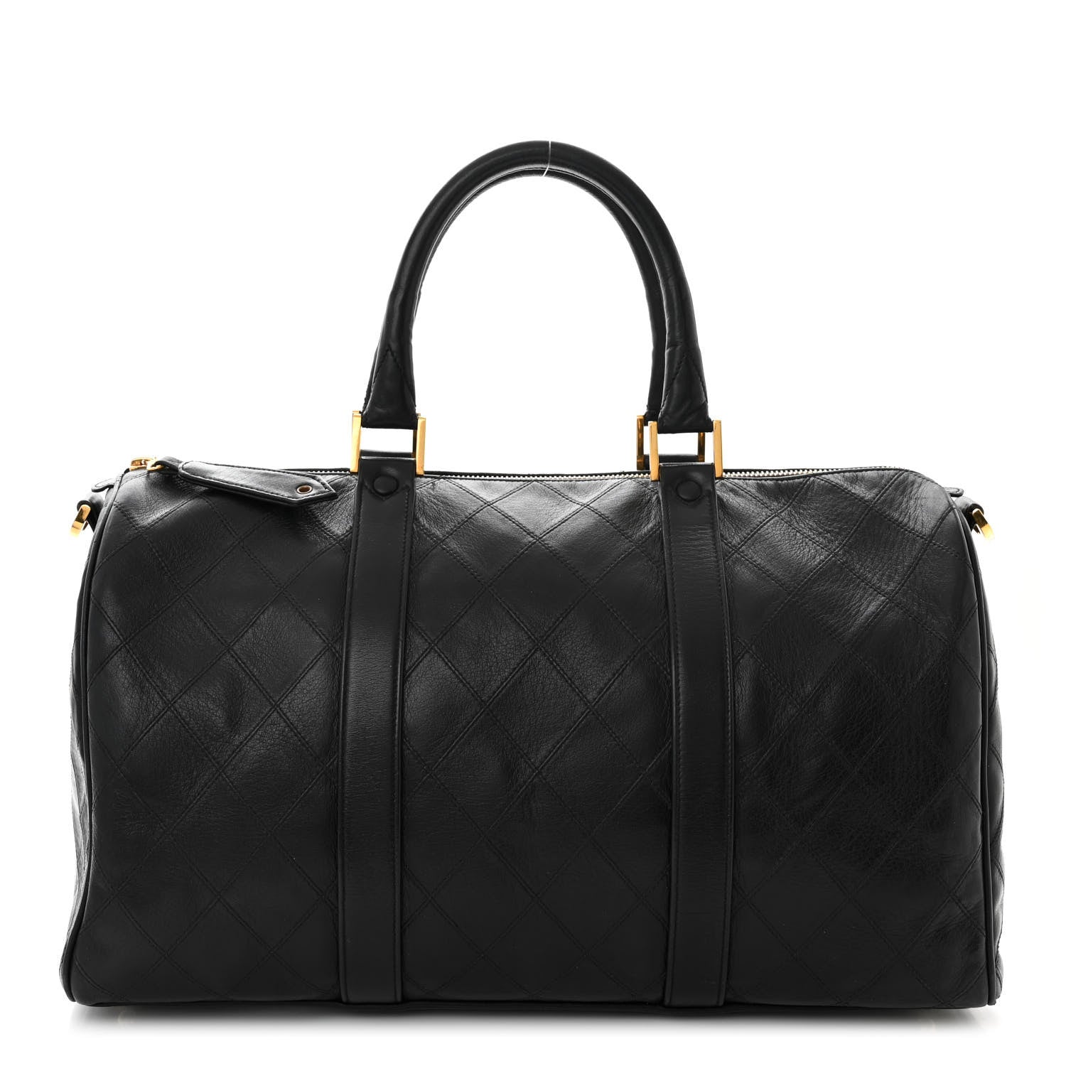 Chanel Calfskin Stitched CC Boston Black 1 of 10