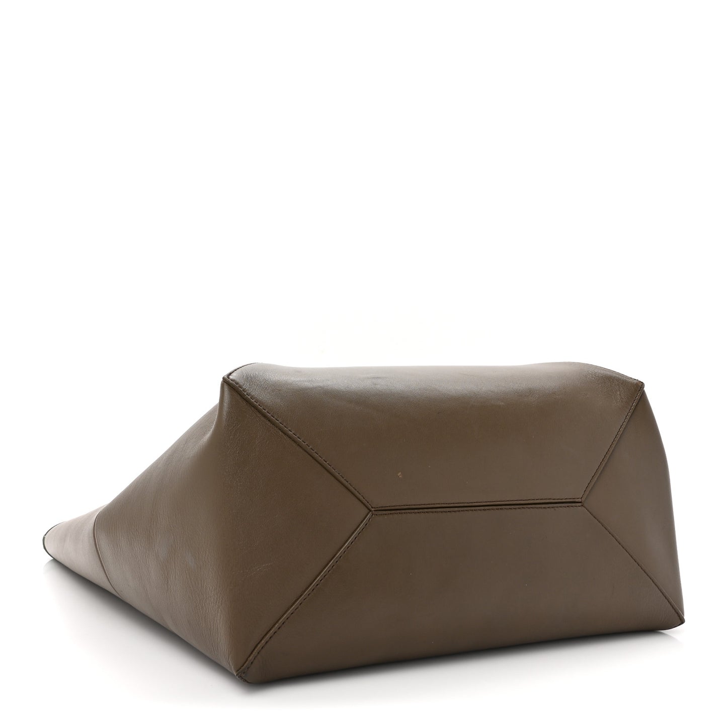 Shiny Calfskin Large Puzzle Fold Tote Umber Hunter Green