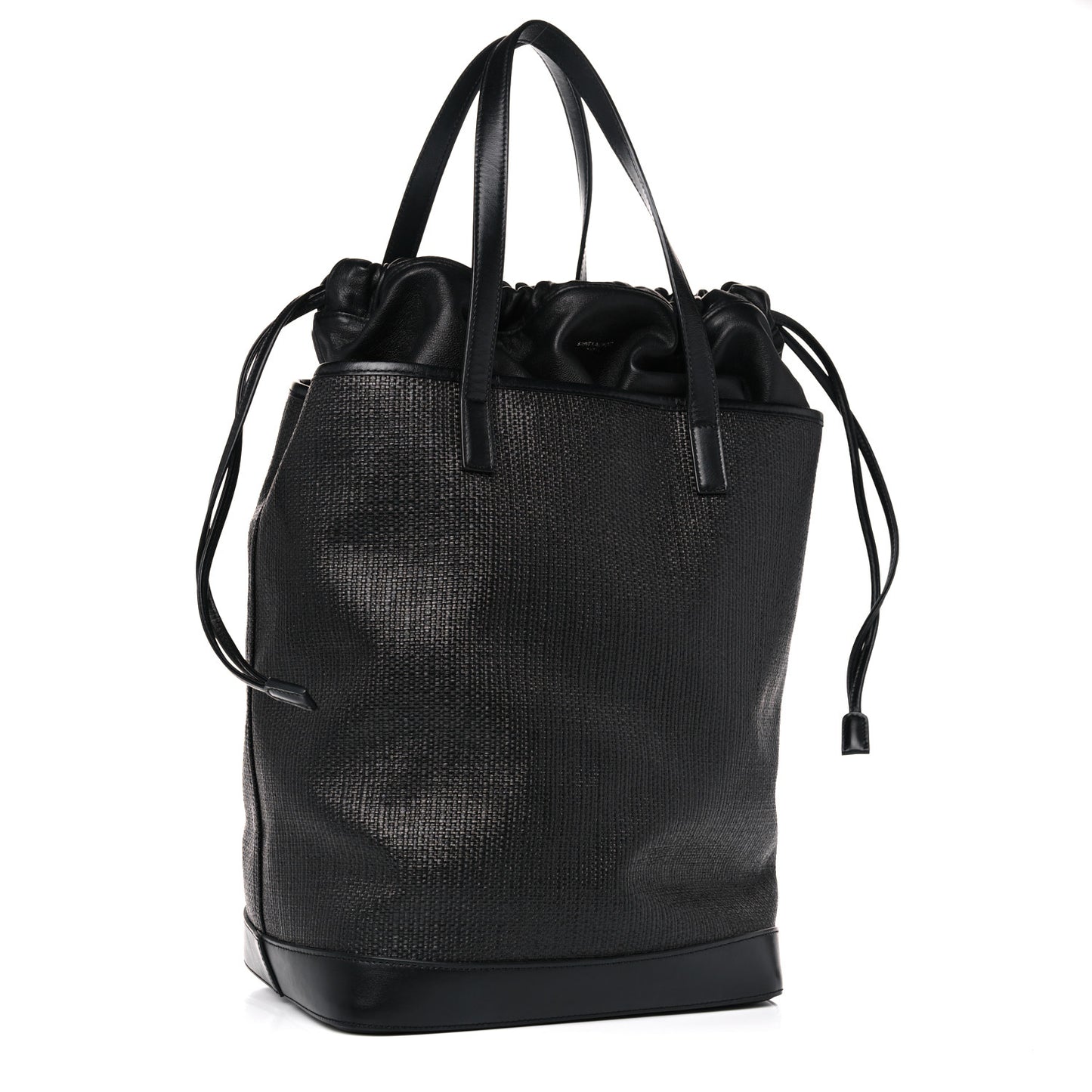 Linen Canvas Teddy Shopping Bag Black