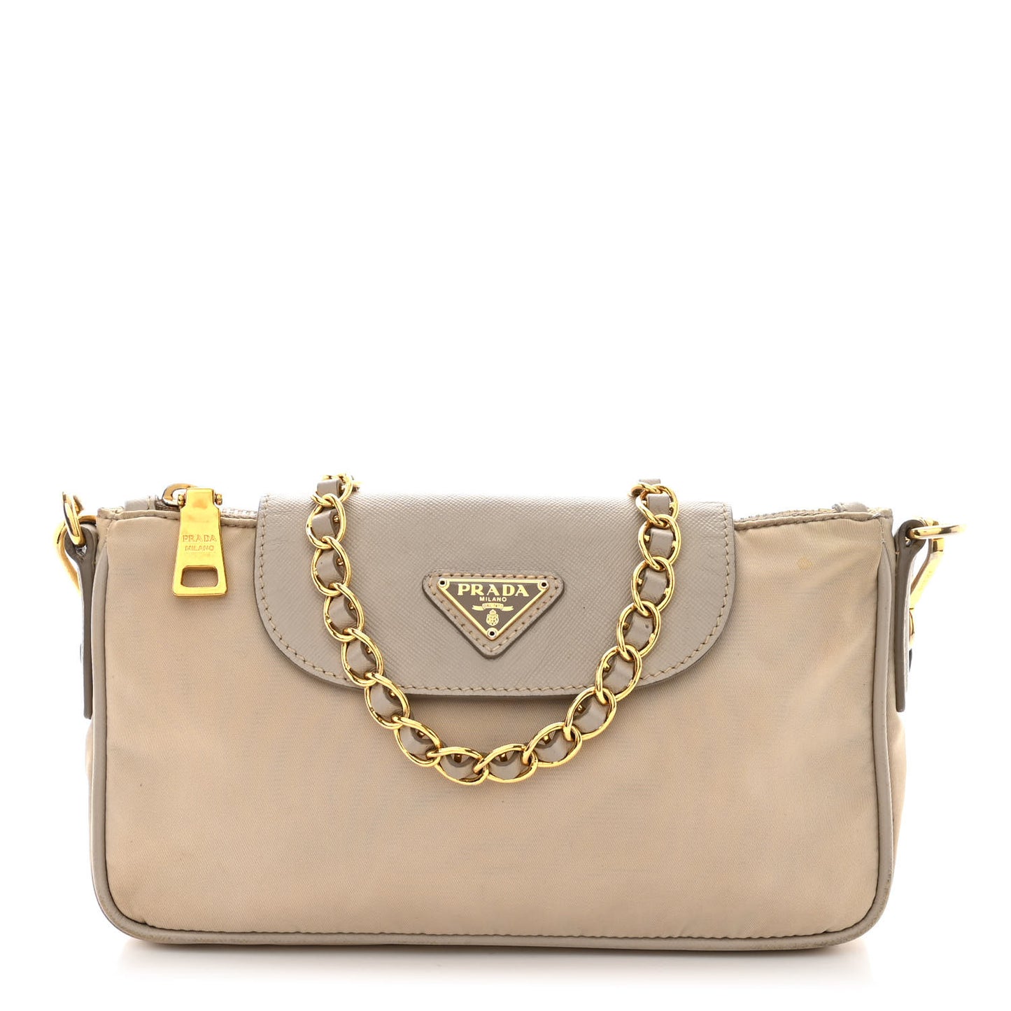 Tessuto Nylon Saffiano Crossbody Bag Talco