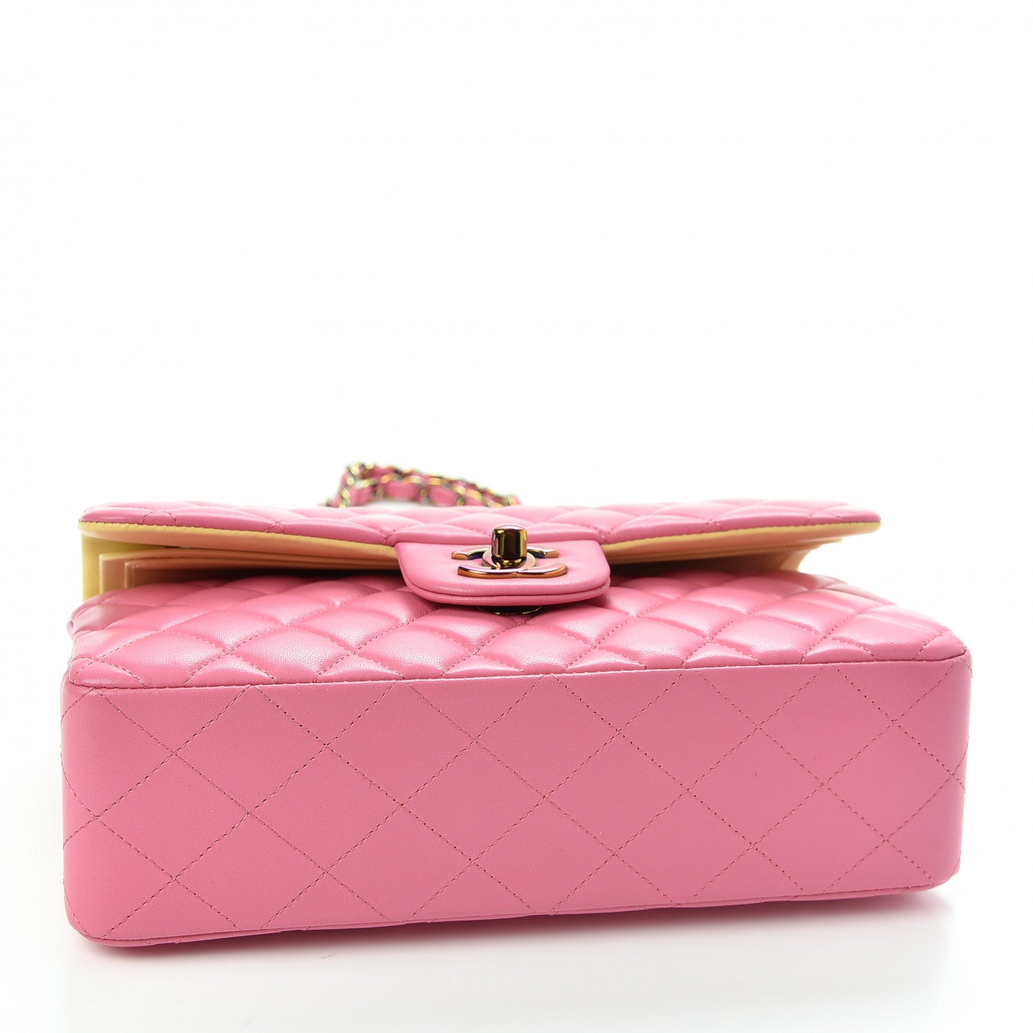 Chanel Lambskin Quilted Small Double Flap Pink Yellow 4 of 10