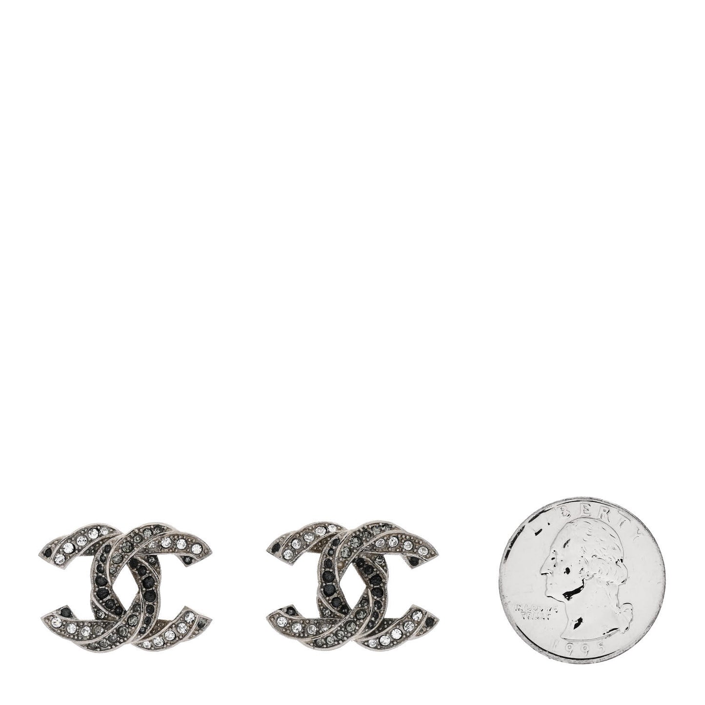 Crystal CC Twisted Earrings Silver