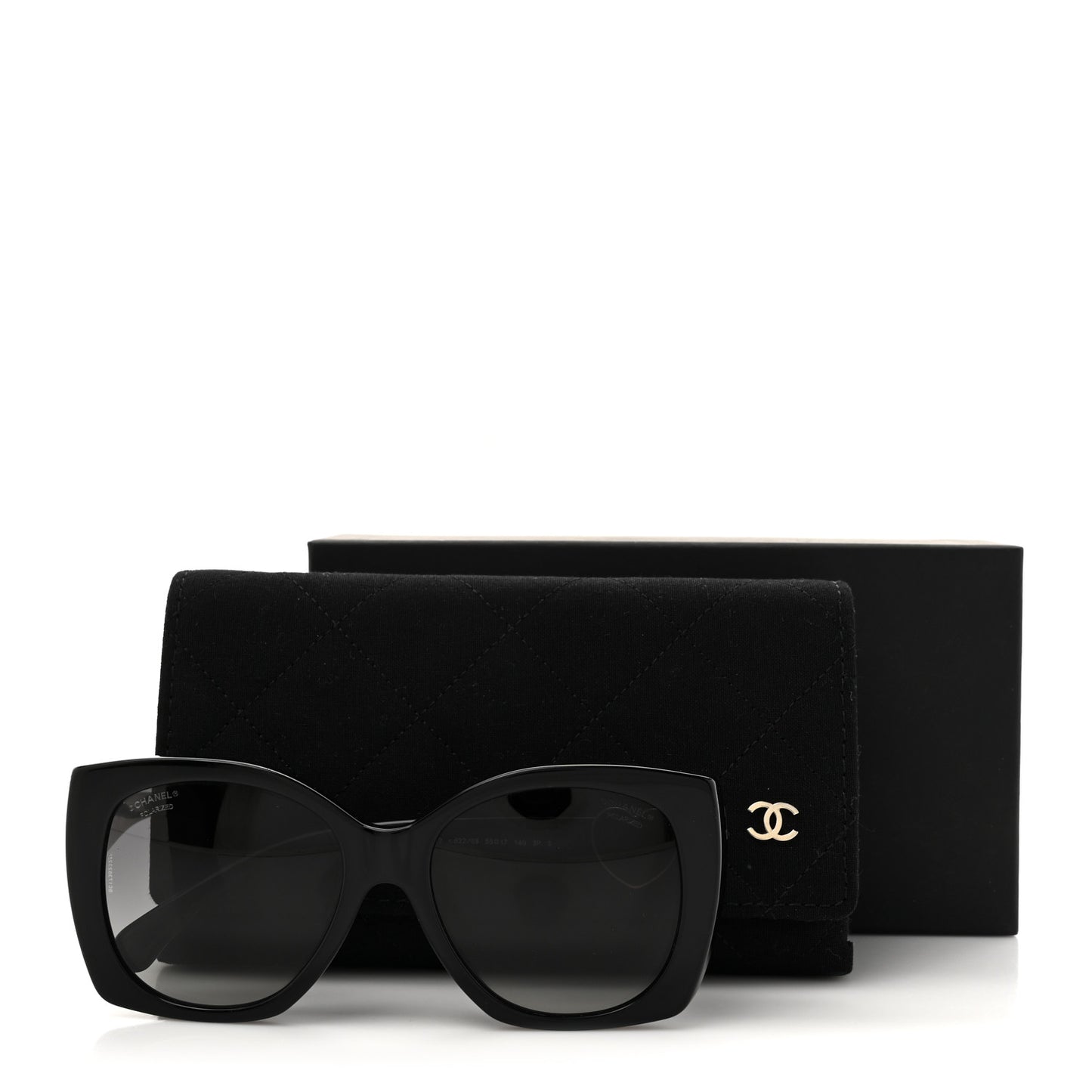 Acetate Square CC Heart Sunglasses 5519 Black
