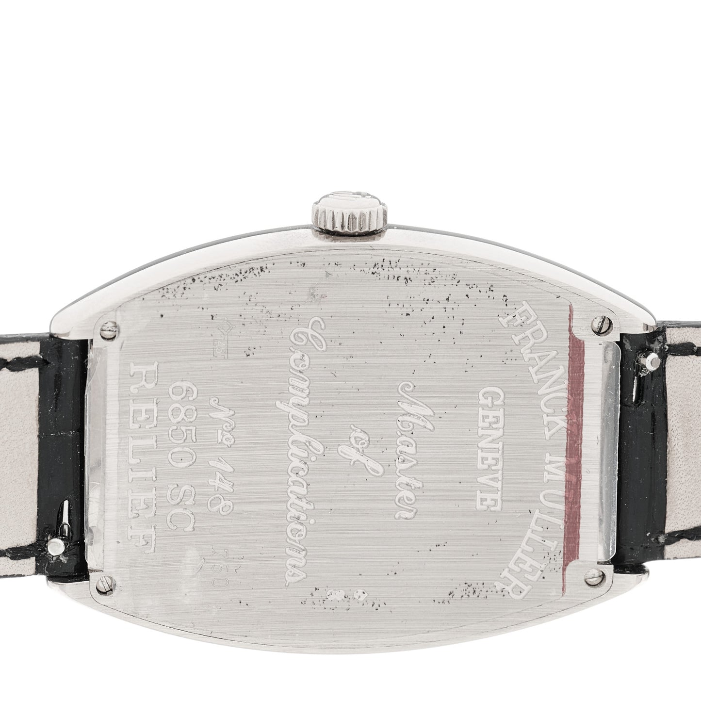 18K White Gold Alligator 34mm Cintree Curvex Automatic Watch Black 6850SC