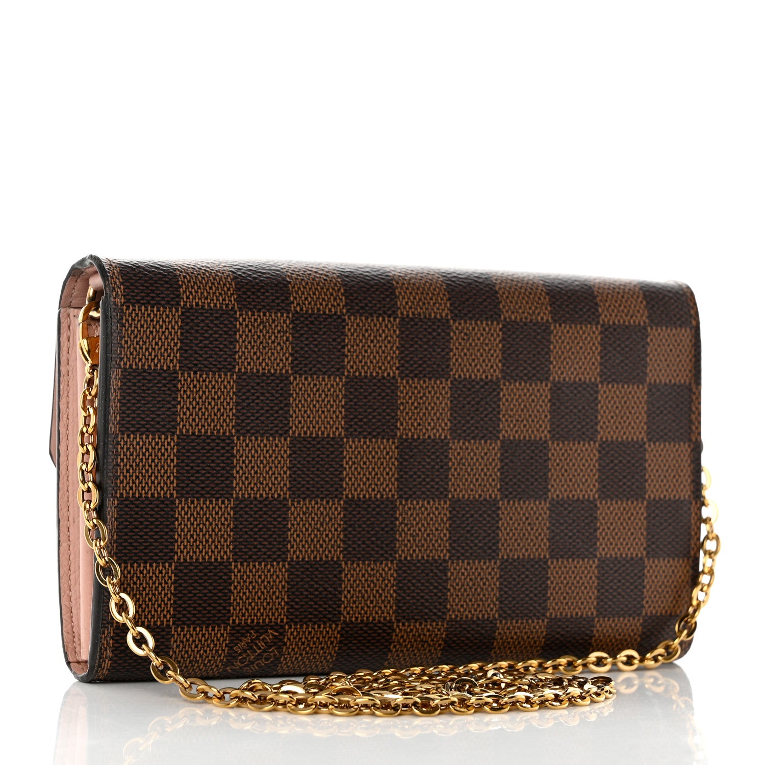 Louis Vuitton Damier Ebene Croisette Chain Wallet Rose Ballerine 3 of 11