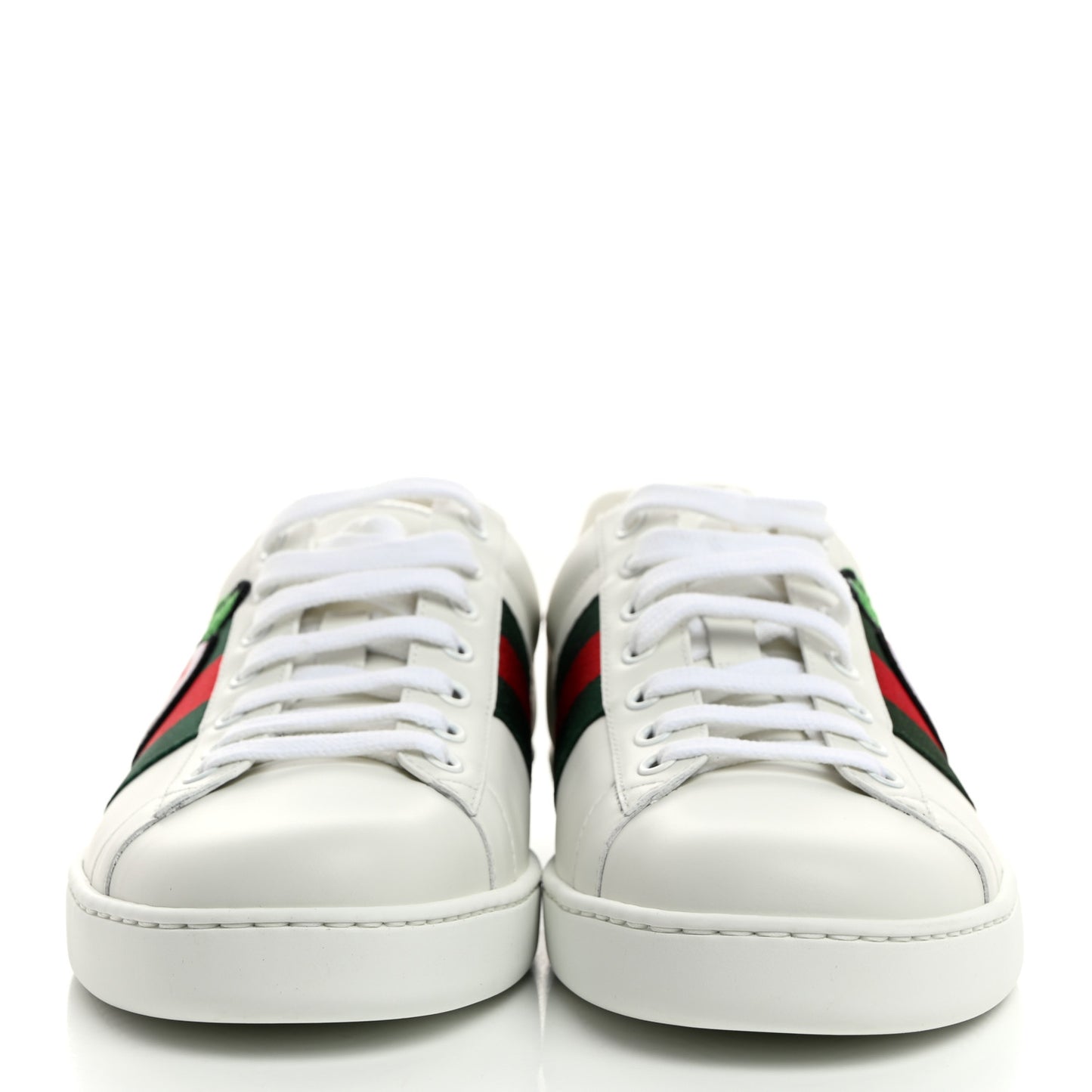Calfskin Web GG Apple Embroidered Mens Ace Sneakers 8 White