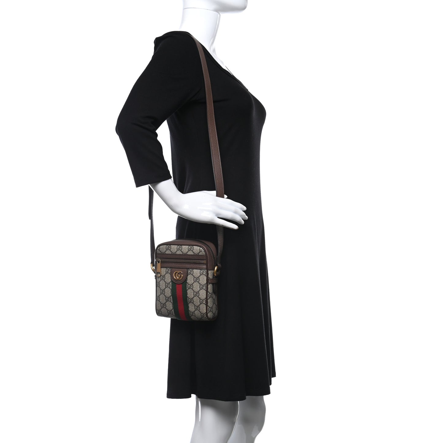 GG Supreme Monogram Web Mini Ophidia Messenger Brown