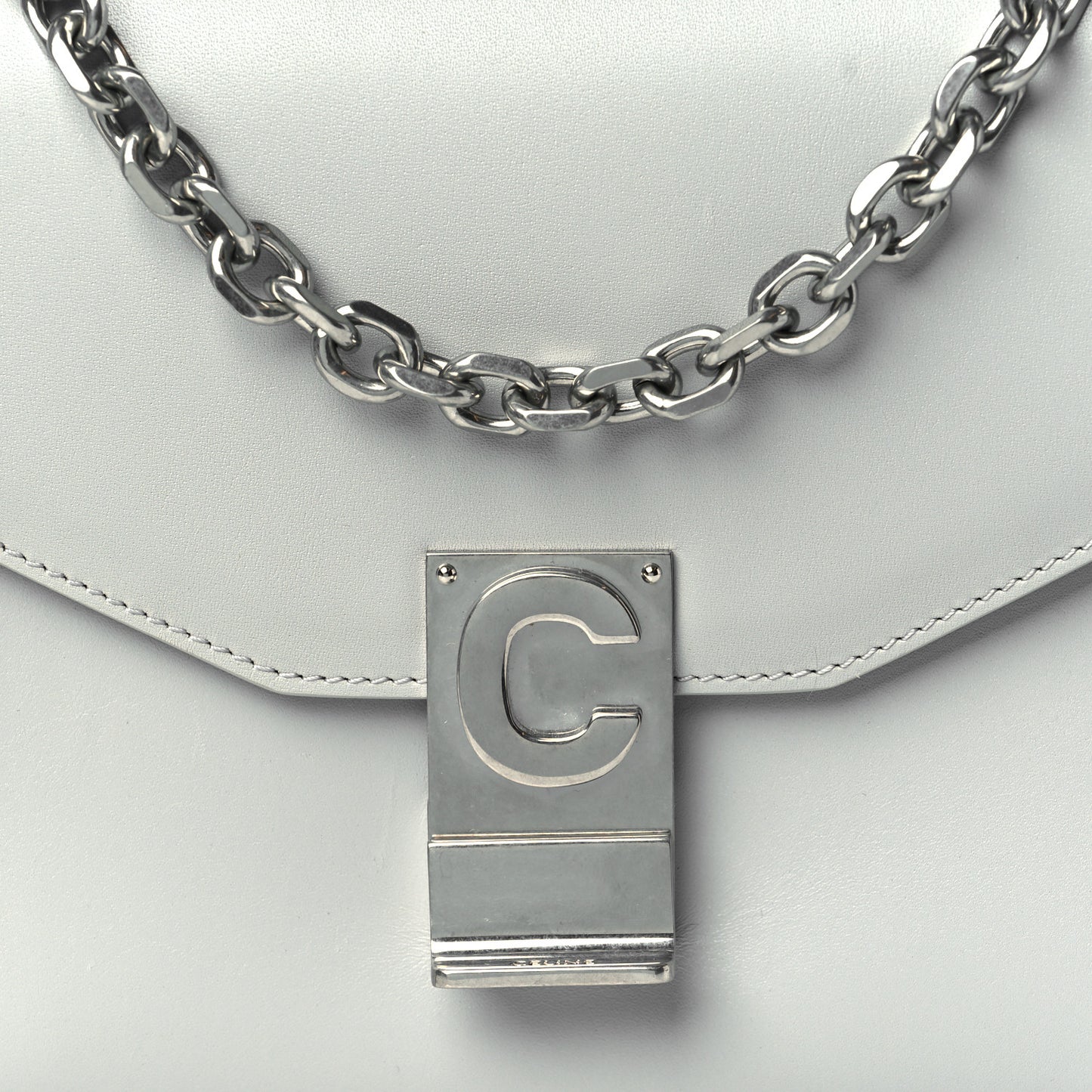 Shiny Calfskin Medium C Bag Light Grey