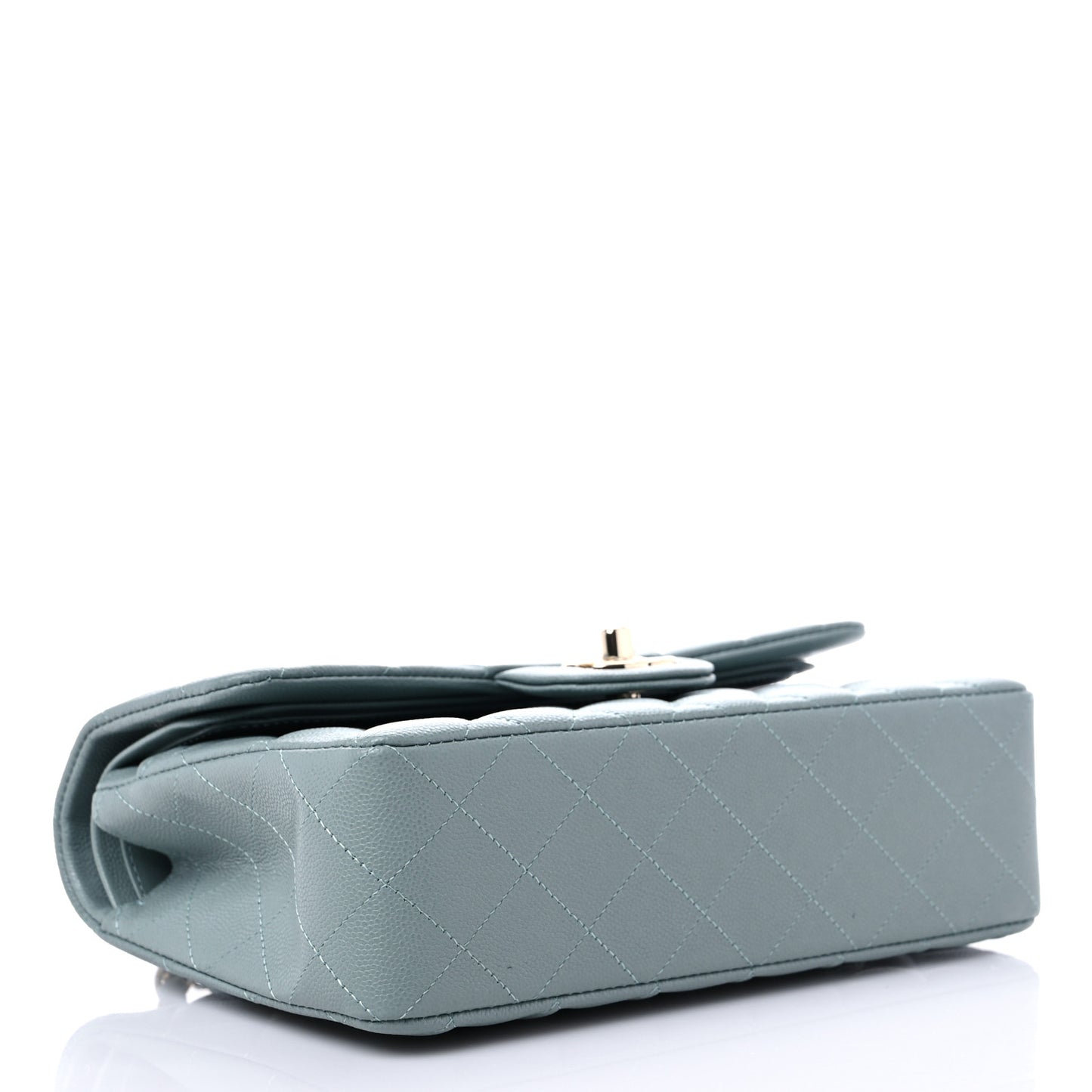 Caviar Quilted Small Double Flap Grey