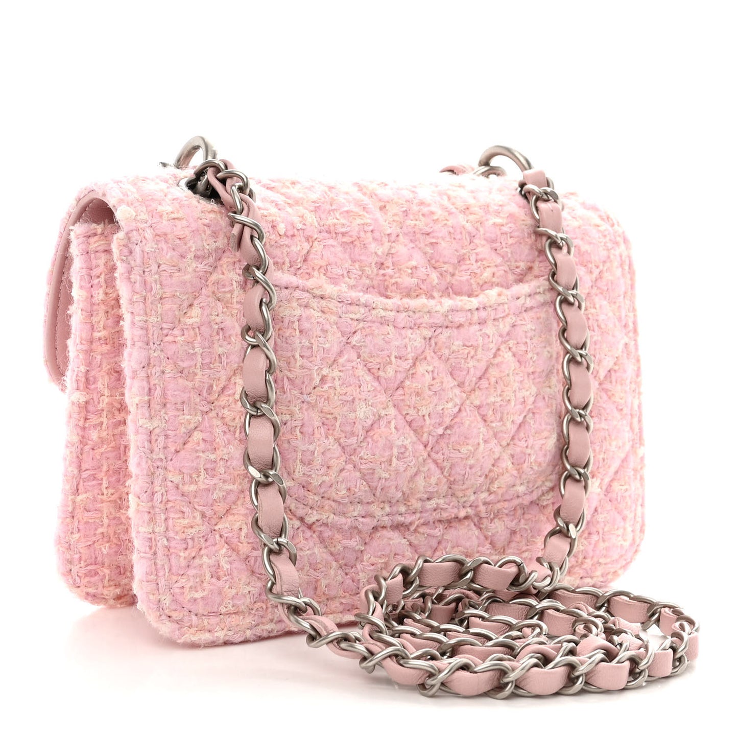 Tweed Quilted Double You Mini Flap Pink