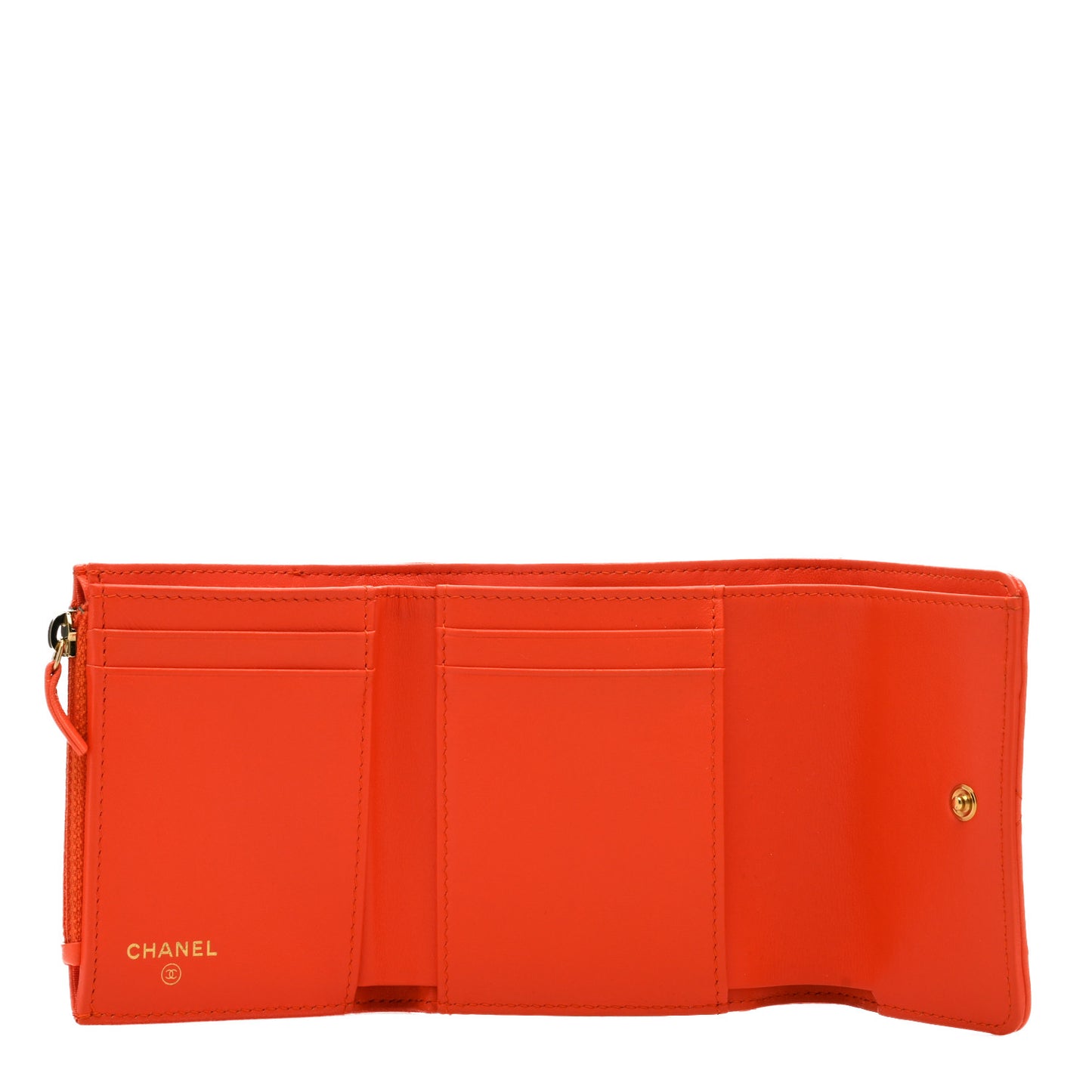 Goatskin Quilted Small Chanel 19 Flap Wallet Orange