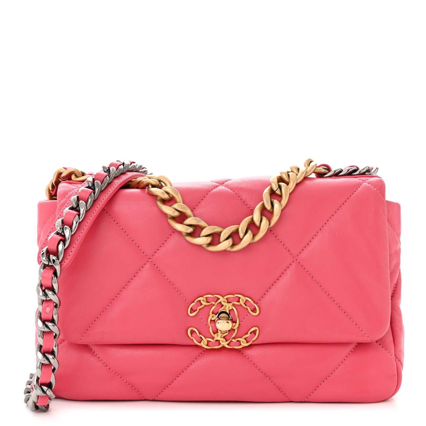 Lambskin Quilted Medium Chanel 19 Flap Pink
