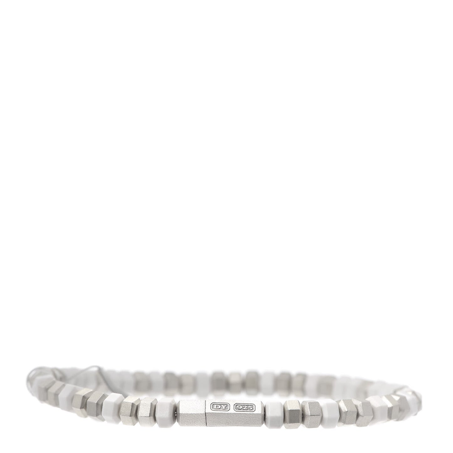 Sterling Silver Hex Bead Bracelet White