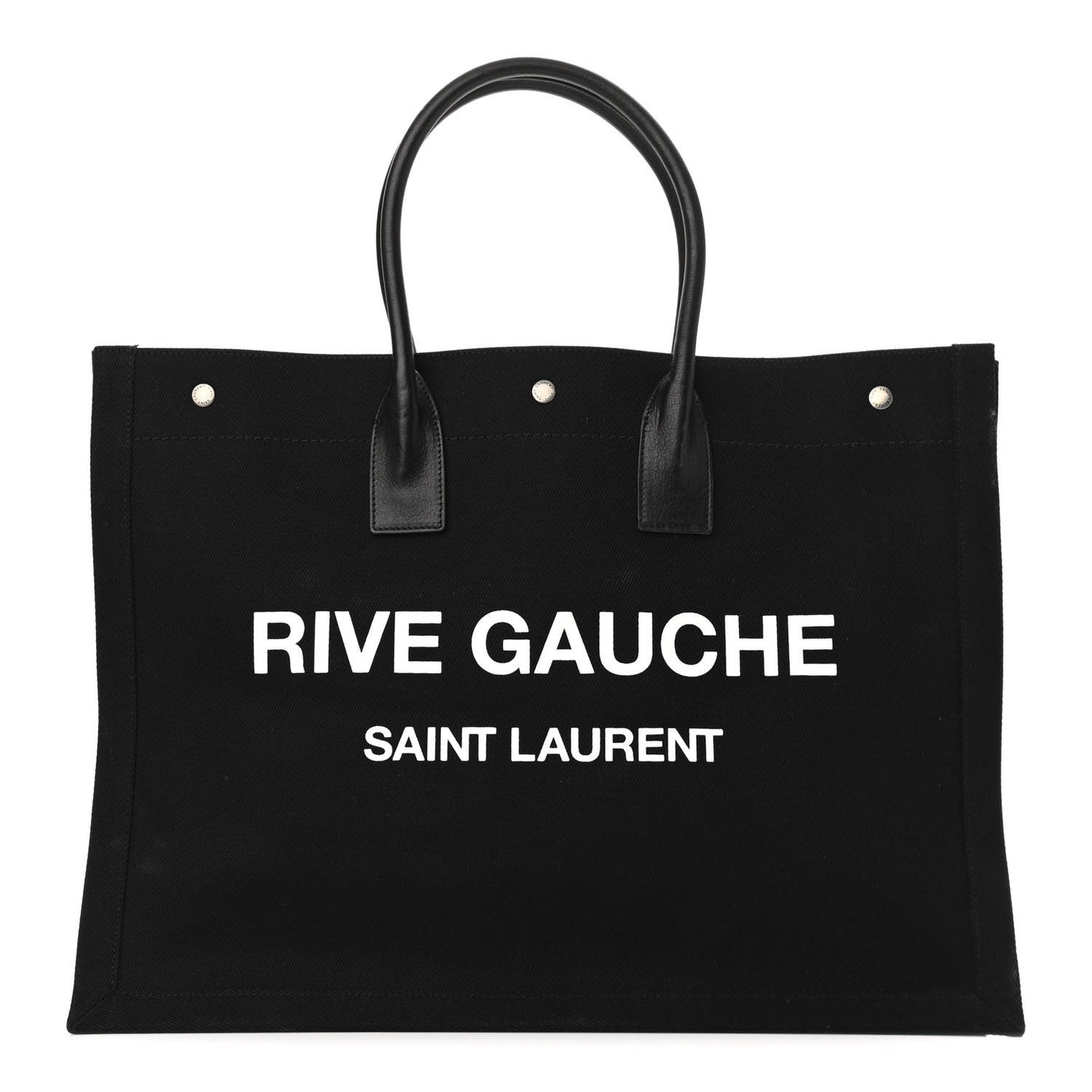 Linen Calfskin Rive Gauche Tote Black