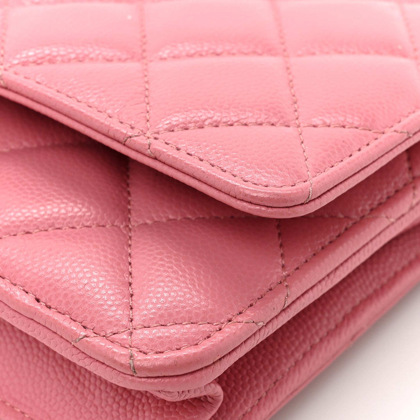 Caviar Quilted Wallet On Chain WOC Dark Pink