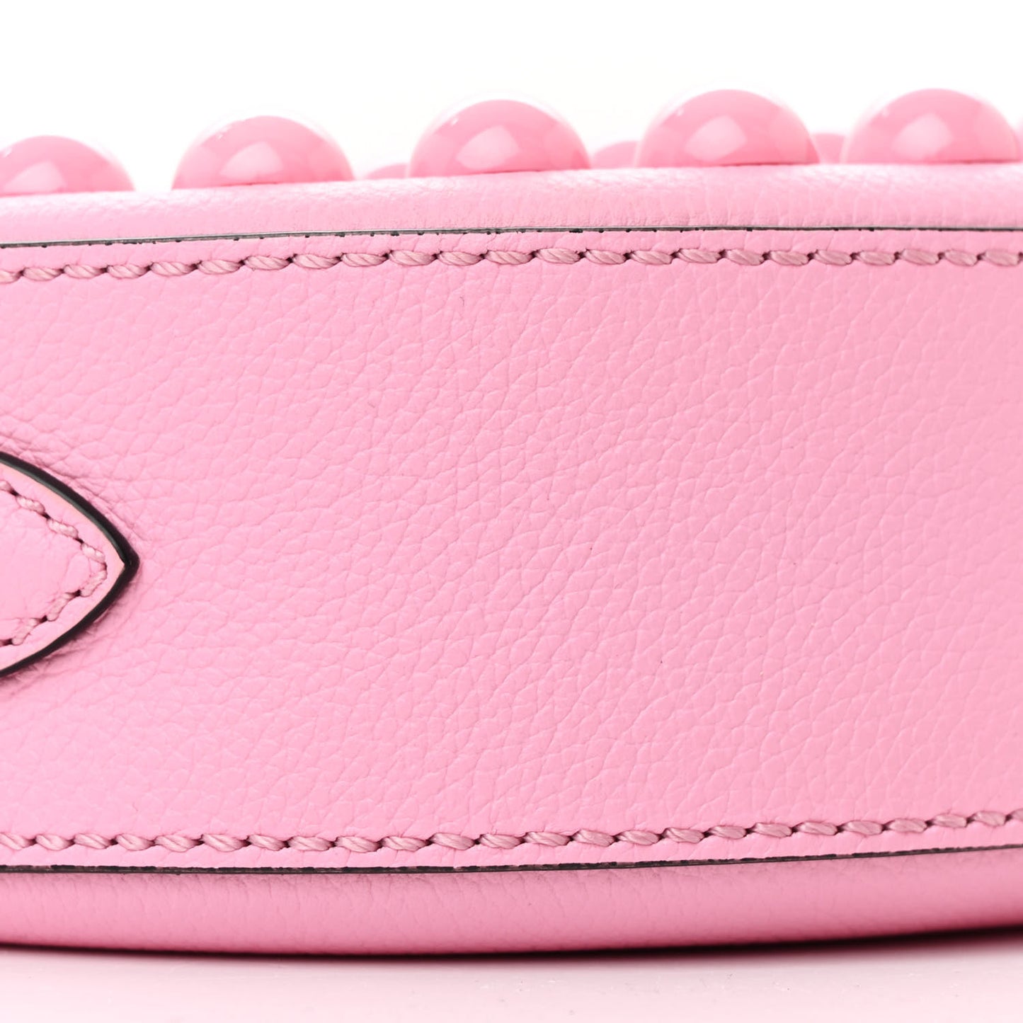 Grained Calfskin Studded Mini La Medusa Round Crossbody Bag Pink