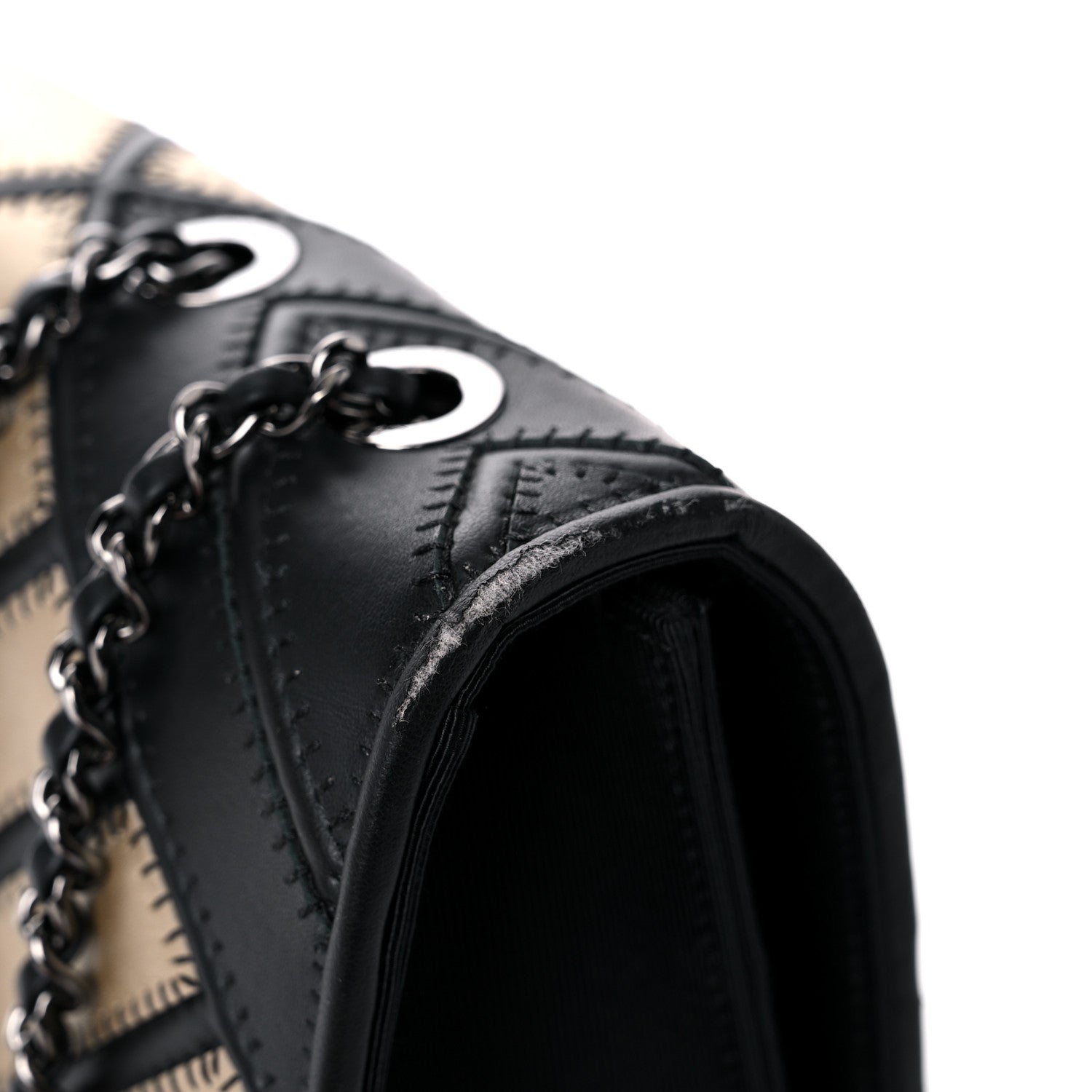 Chanel Grosgrain Chevron Quilted Couture Flap Black Gold 15 of 18