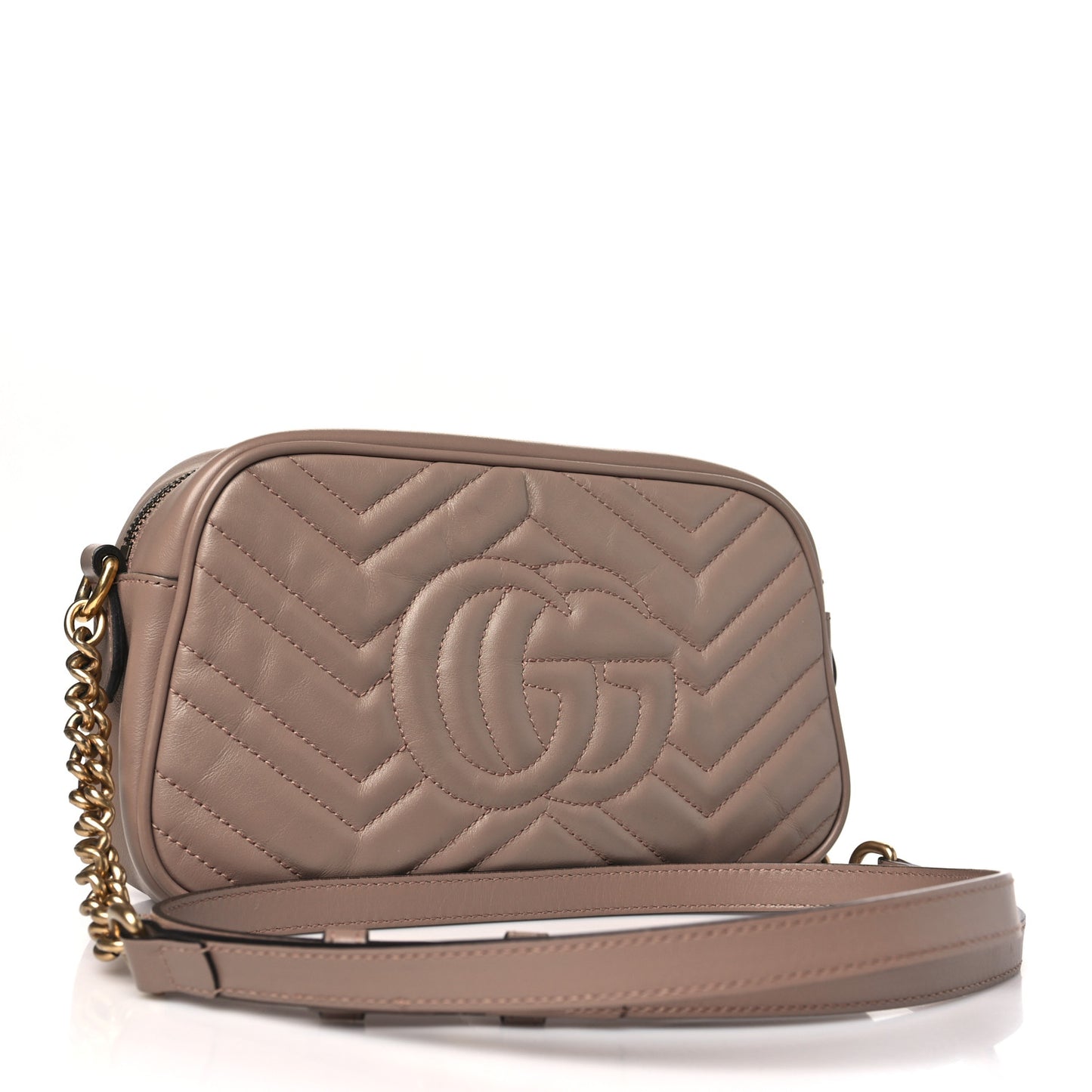 Calfskin Matelasse Small GG Marmont Chain Shoulder Bag Porcelain Rose