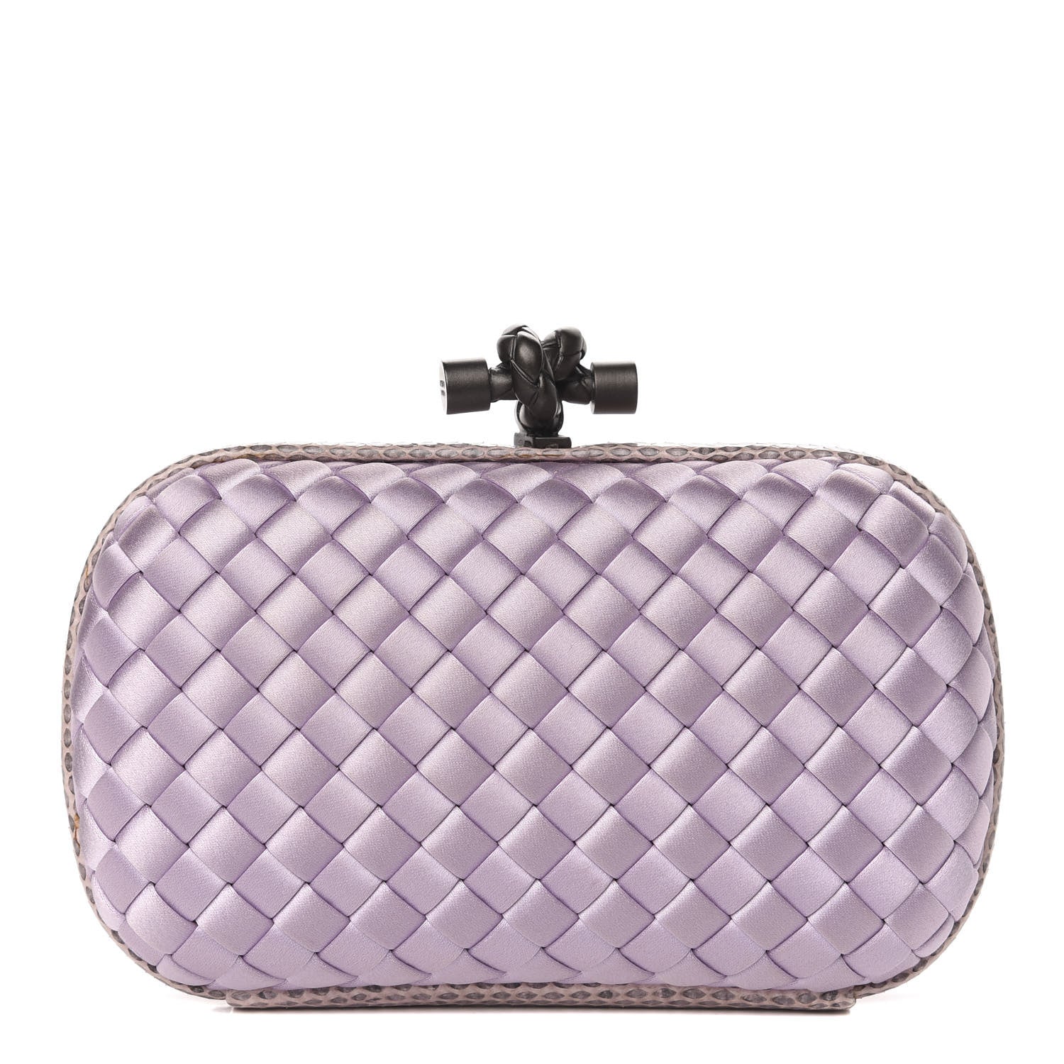 Bottega Veneta Satin Intreccio Impero Ayers Knot Clutch Lilac 1 of 8