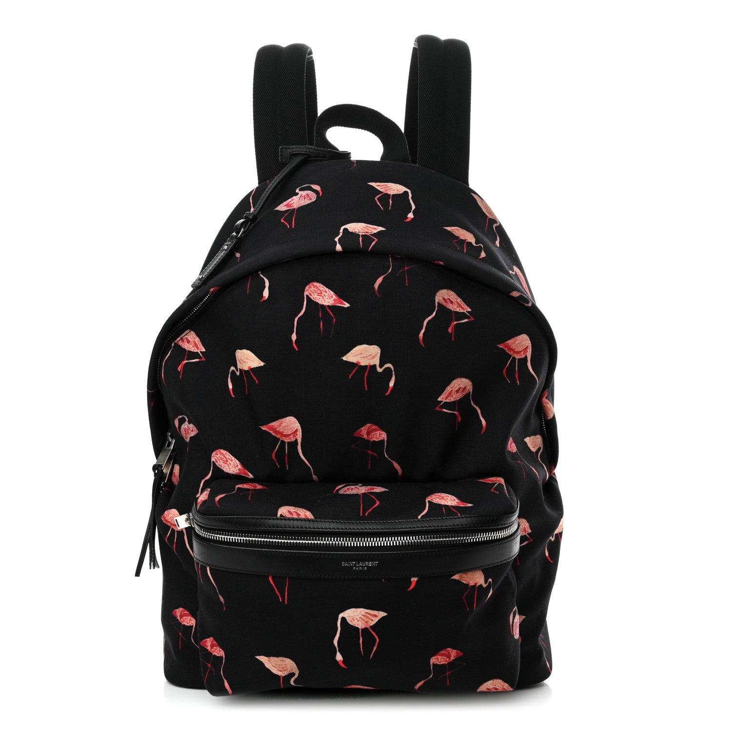 Saint Laurent Nylon Canvas Flamingo Print City Backpack Pink Black 1 of 10