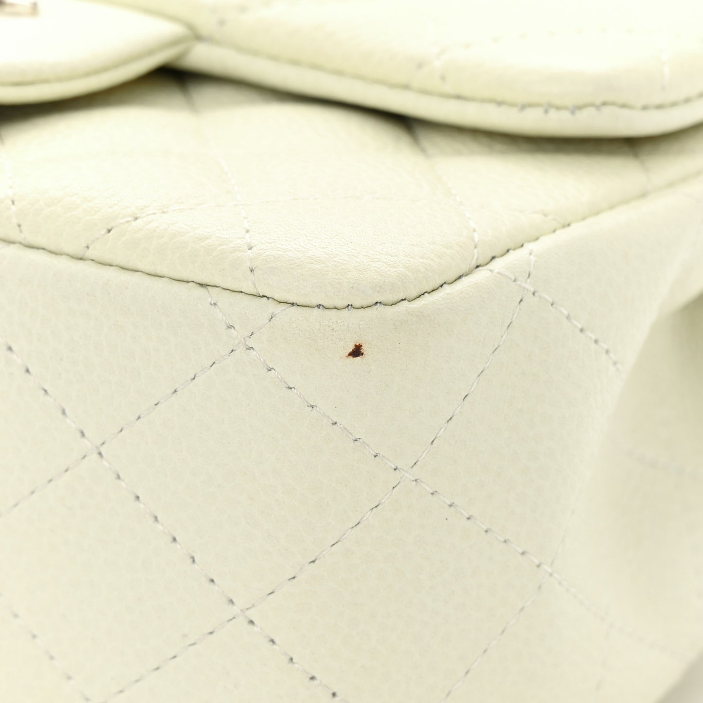 Caviar Quilted Mini Square Flap Dark White