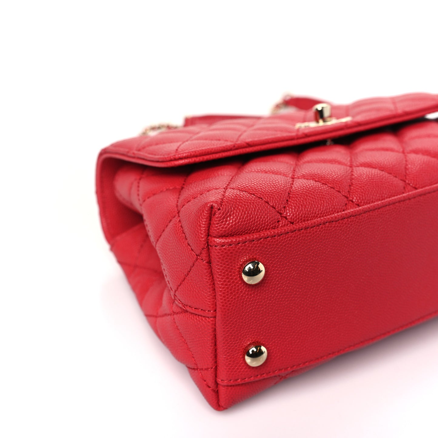 Caviar Quilted Mini Coco Handle Flap Red