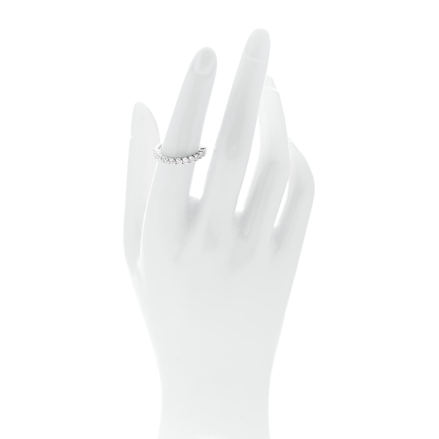18K White Gold Diamond 1.00ct Heart Cut Half Eternity Band Ring 53 6.25