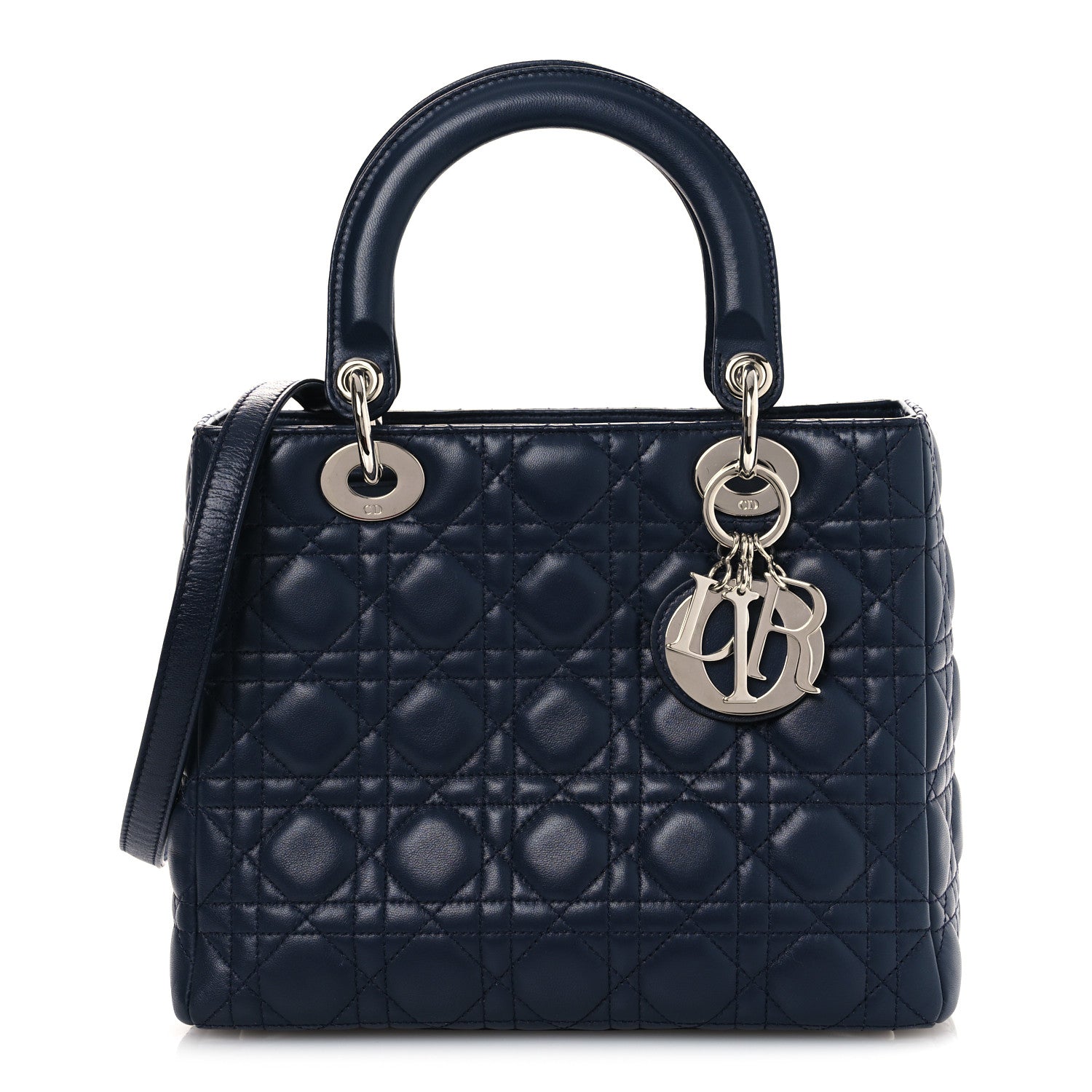 Christian Dior Lambskin Cannage Medium Lady Dior Navy Blue 1806251