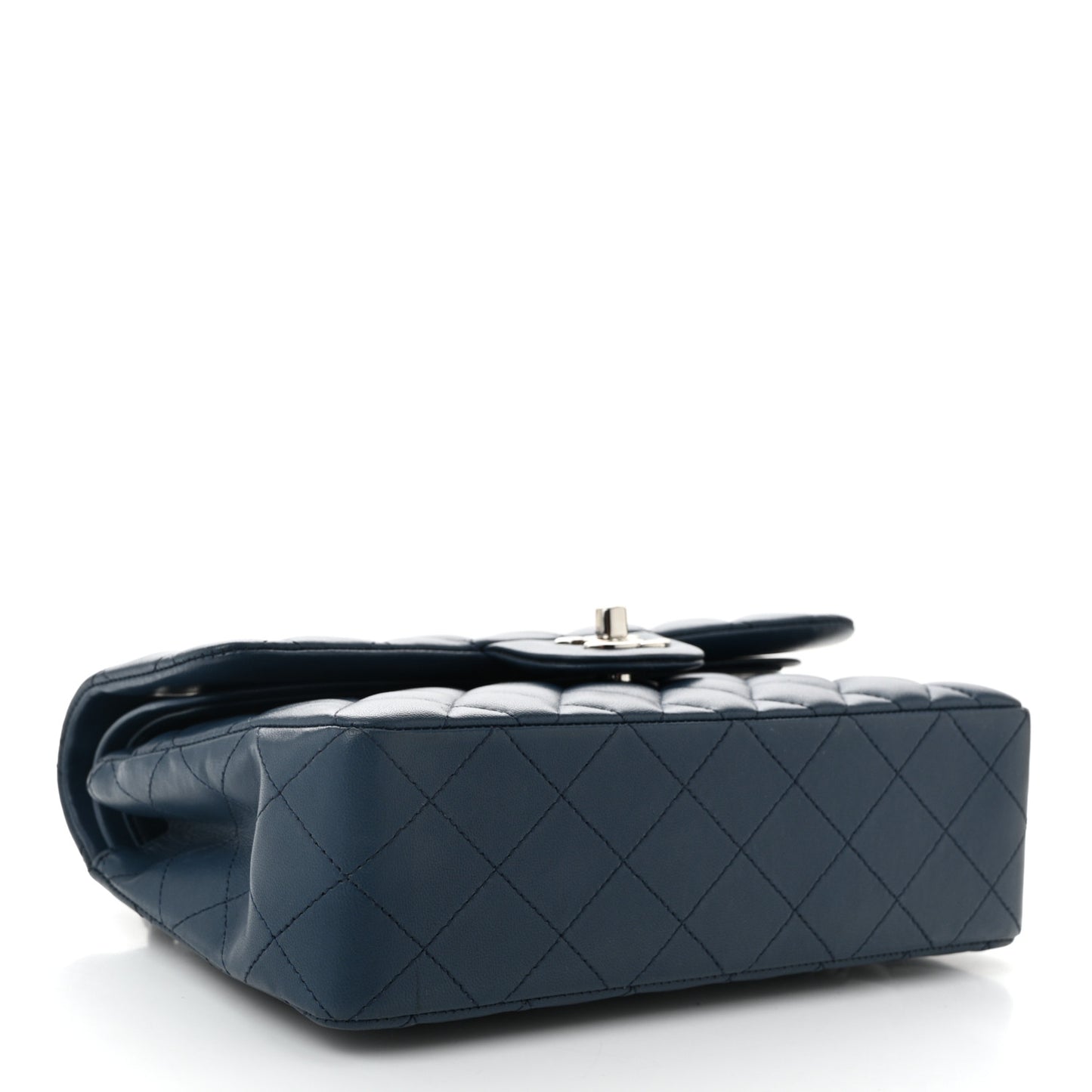 Lambskin Quilted Small Double Flap Navy