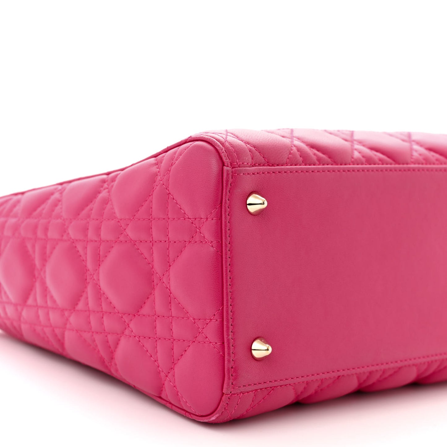 CHRISTIAN DIOR Lambskin Cannage Medium Lady Dior Fuchsia