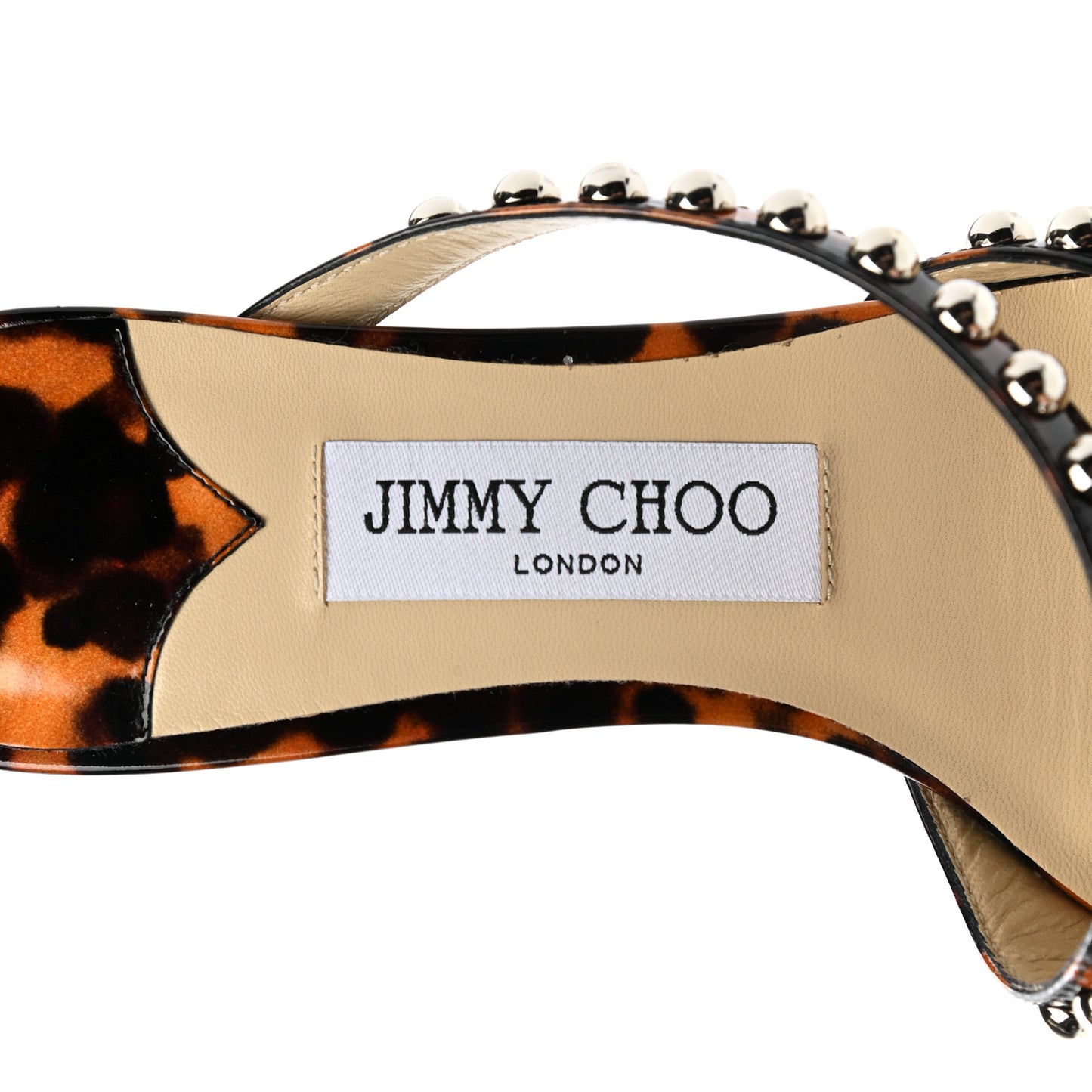 Patent Leopard Print Embellished Ros 35 Pumps 37 Cognac