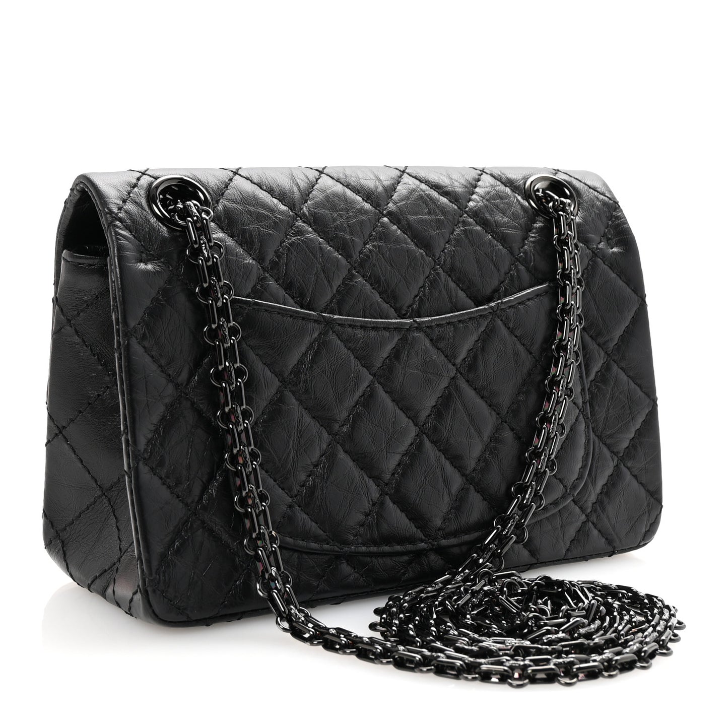Aged Calfskin Quilted 2.55 Reissue Mini Flap So Black