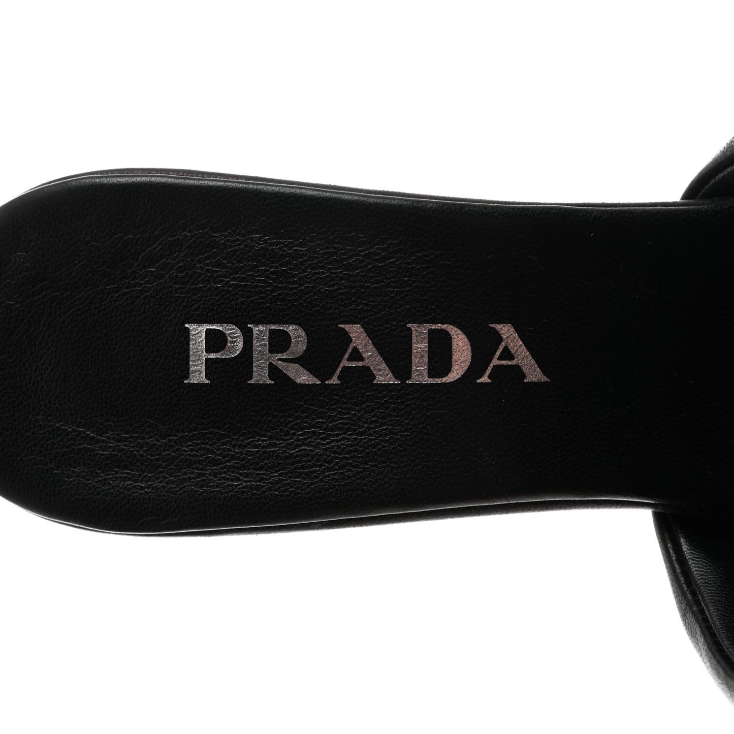 Nappa Soft Padded Metal Triangle Logo 65mm Slide Sandals 37 Black