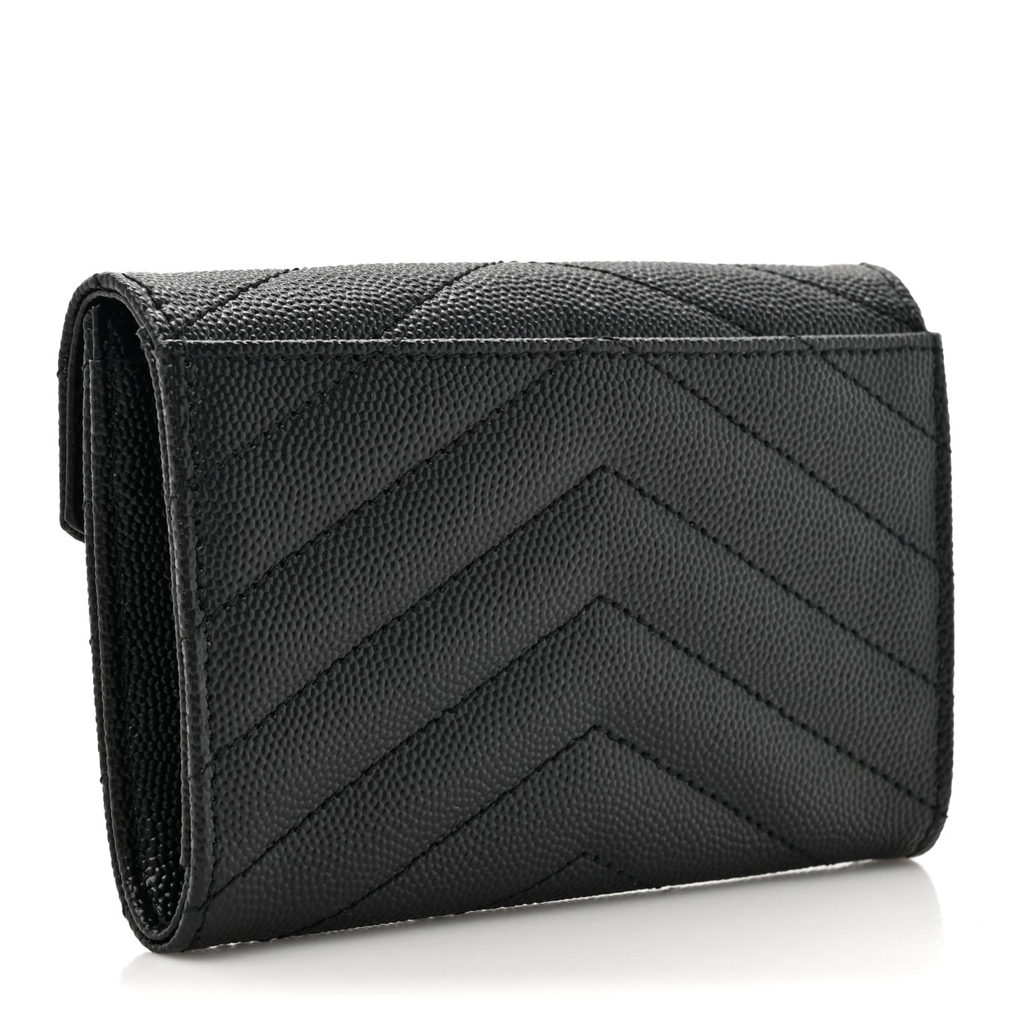 Grain De Poudre Matelasse Chevron Small Monogram Envelope Wallet Black