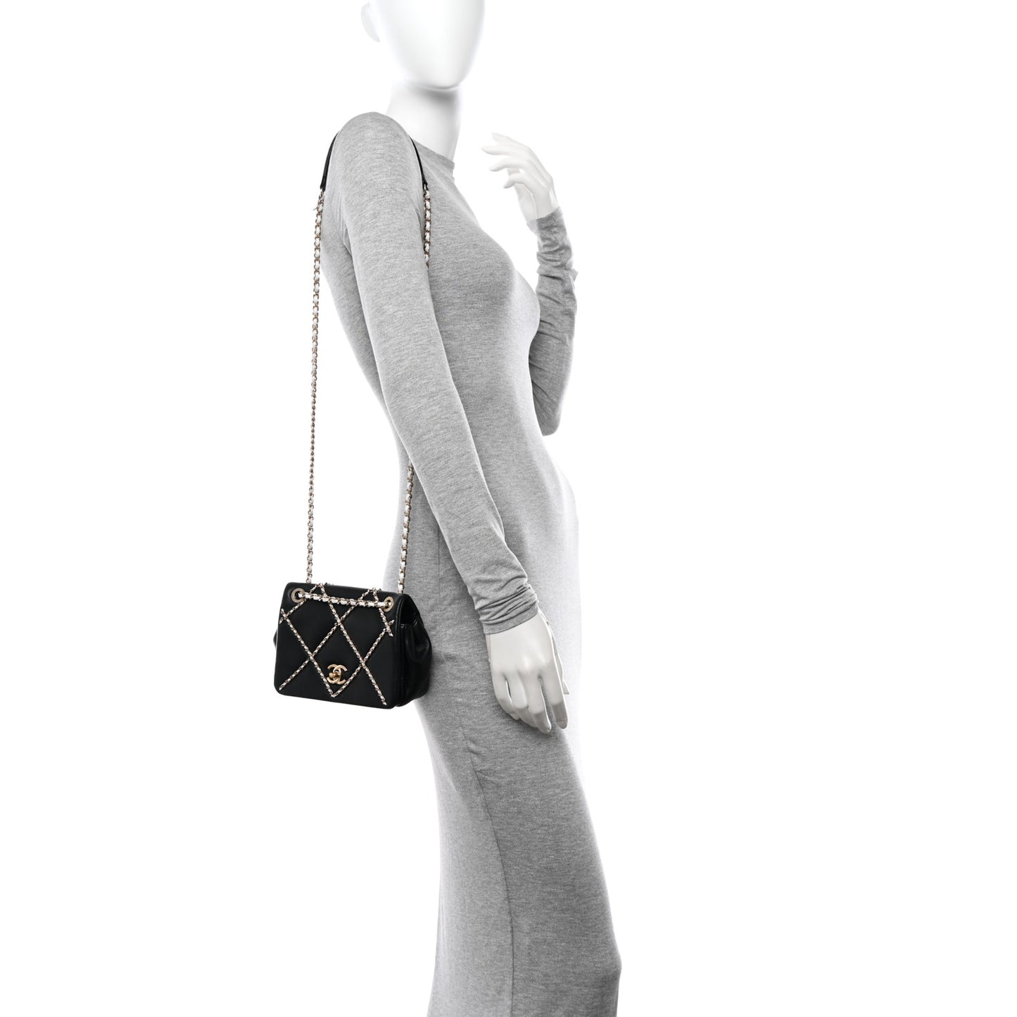 Lambskin Small Entwined Chain Flap Black