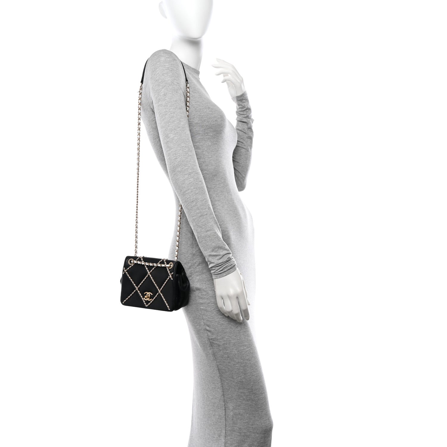 Chanel Lambskin Small Entwined Chain Flap Black 2 of 10