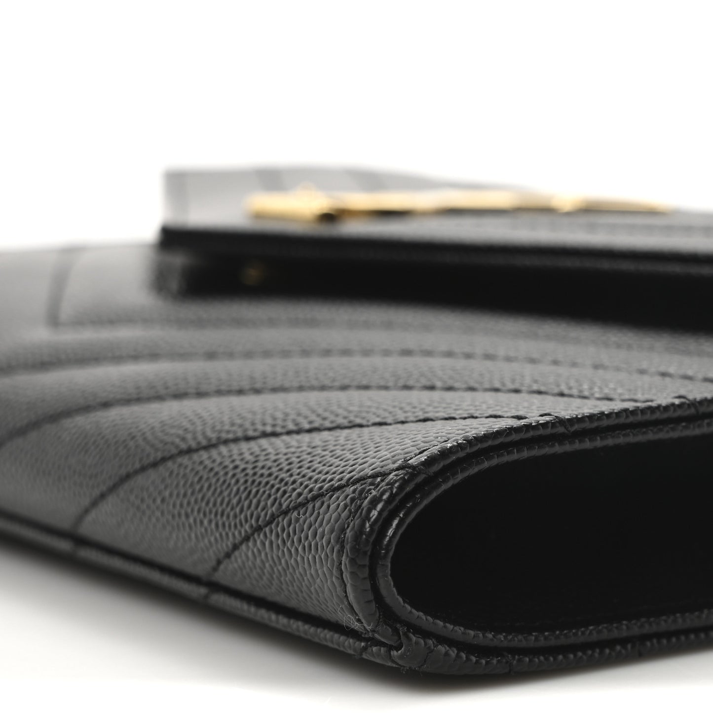 Grain De Poudre Matelasse Chevron Monogram Envelope Clutch Black