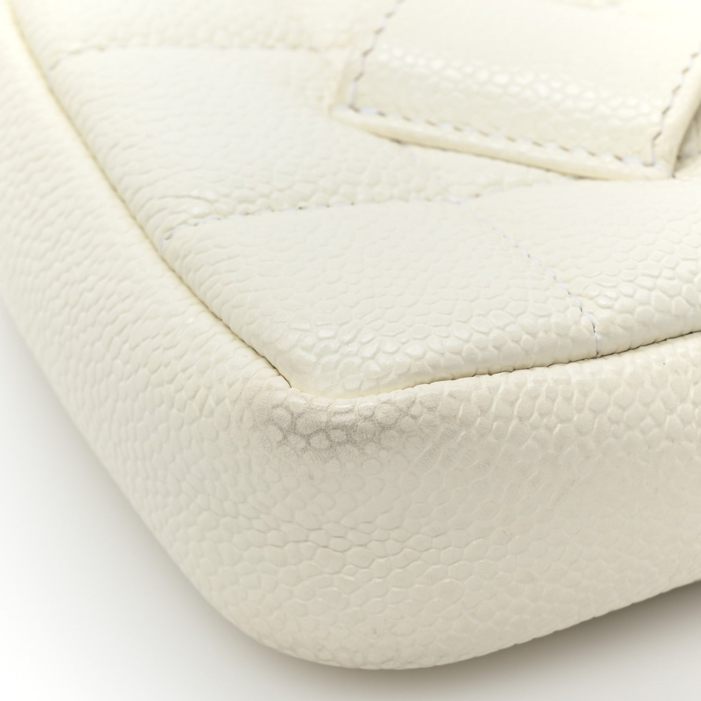 Caviar Quilted Diamond Belt Bag White