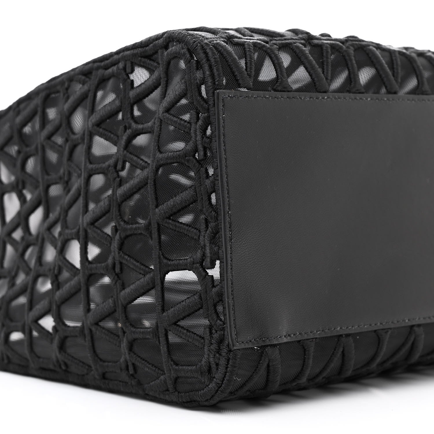 Valentino Garavani Toile Mesh Iconographe Goatskin Le Troisieme Shopping Bag Black 10 of 11