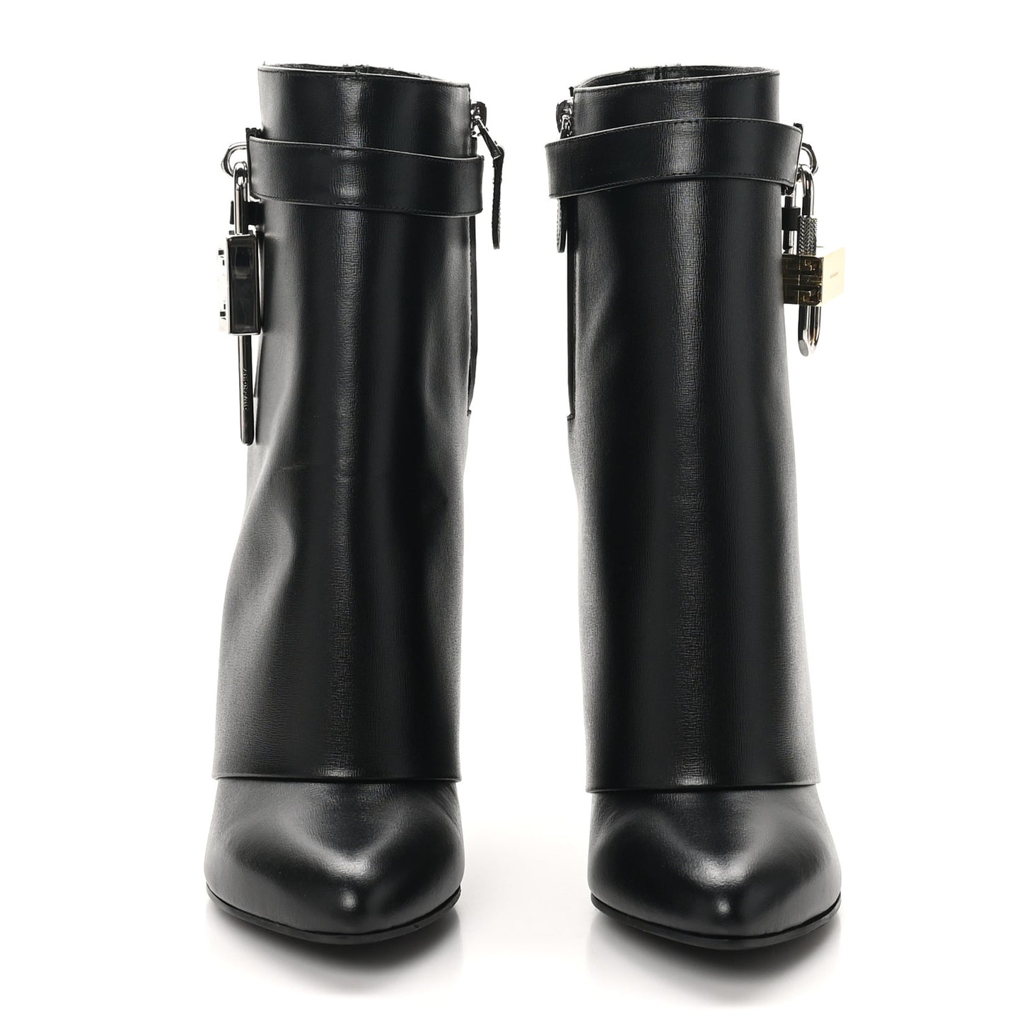 Calfskin Shark Lock Ankle Boots 38 Black