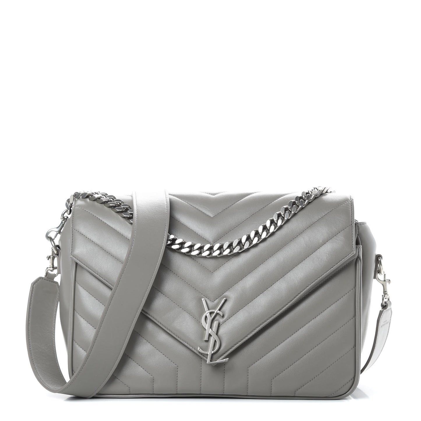 Calfskin Y Quilted Monogram Loulou Shoulder Bag Pearl Grey